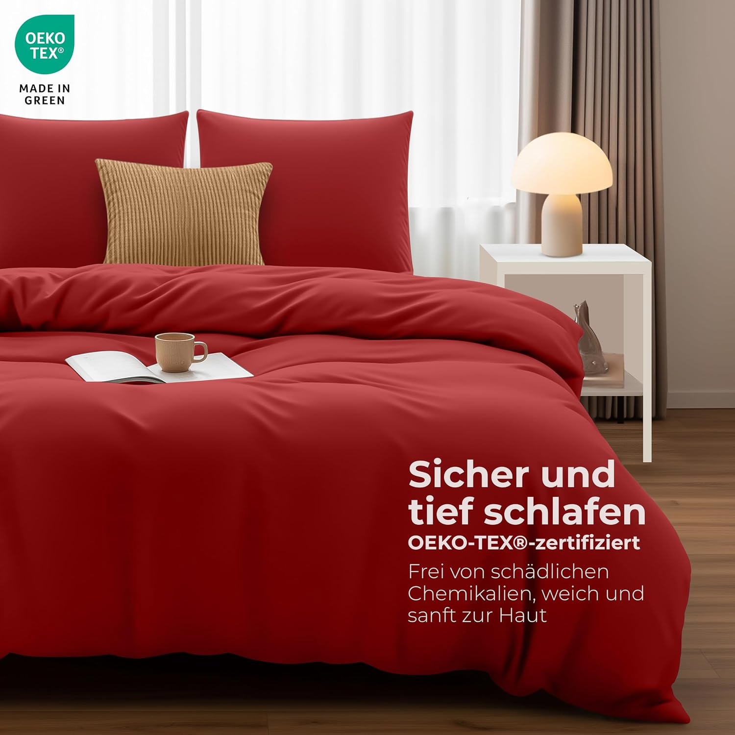 image:imageUtopia Bedding Bettwsche 135x200 cm 1 Kissenbezug 80x80 cm BlaugrnRot