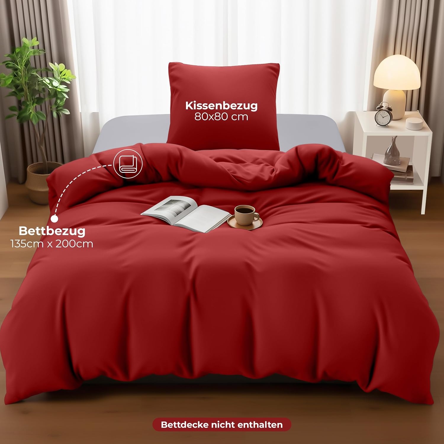 image:imageUtopia Bedding Bettwsche 135x200 cm 1 Kissenbezug 80x80 cm BlaugrnRot