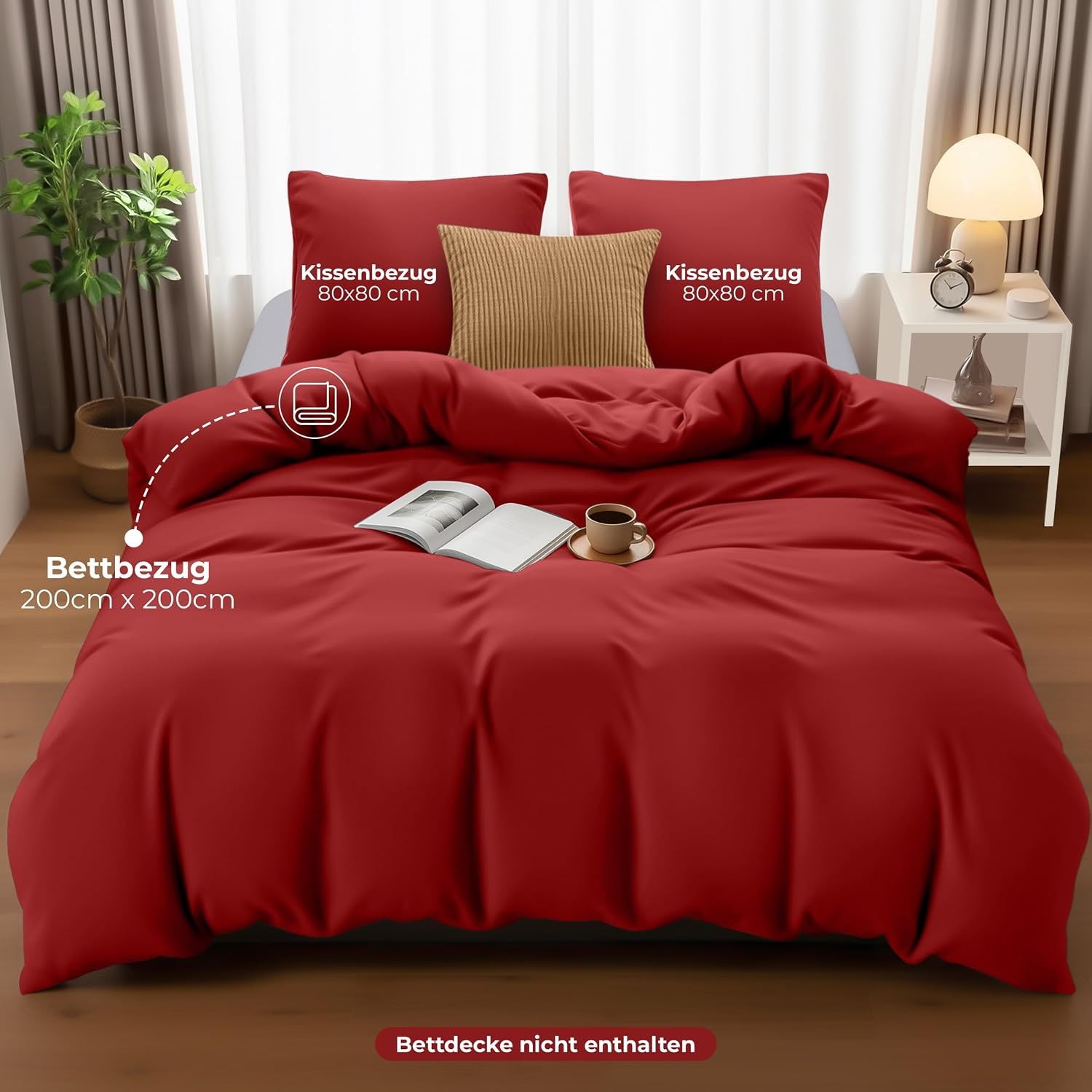 image:imageUtopia Bedding Bettwsche 135x200 cm 1 Kissenbezug 80x80 cm BlaugrnRot