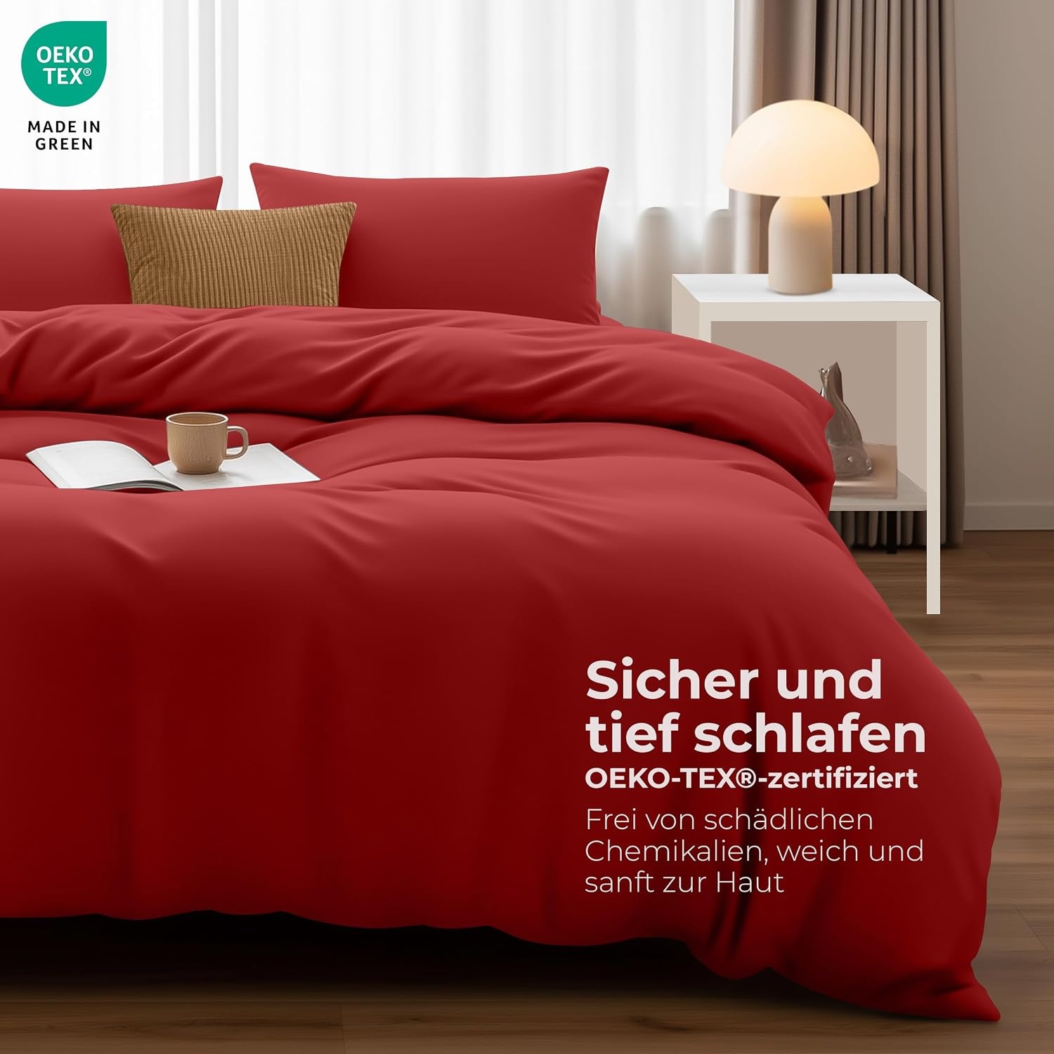 image:imageUtopia Bedding Bettwsche 135x200 cm 1 Kissenbezug 80x80 cm BlaugrnRot