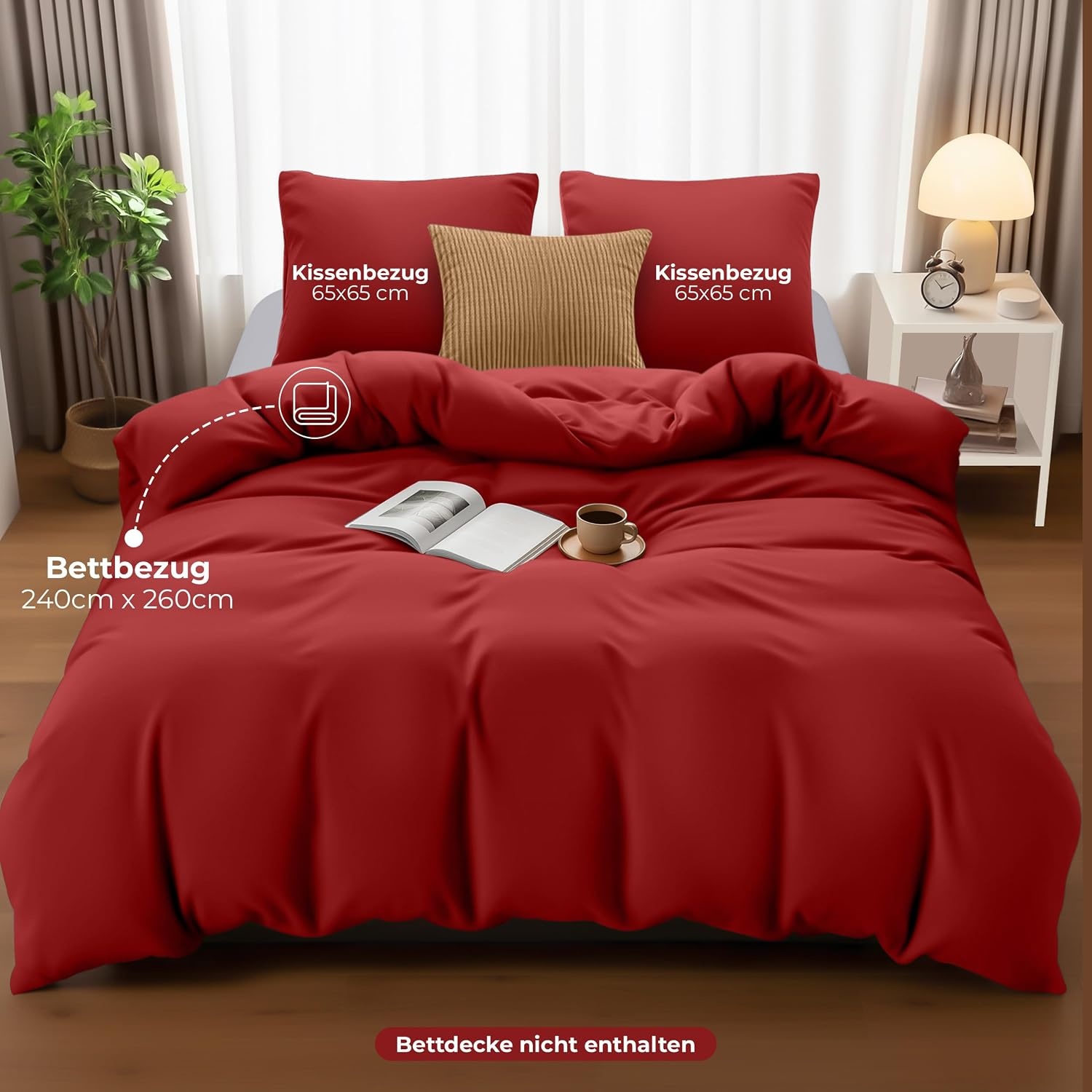 image:imageUtopia Bedding Bettwsche 135x200 cm 1 Kissenbezug 80x80 cm BlaugrnRot