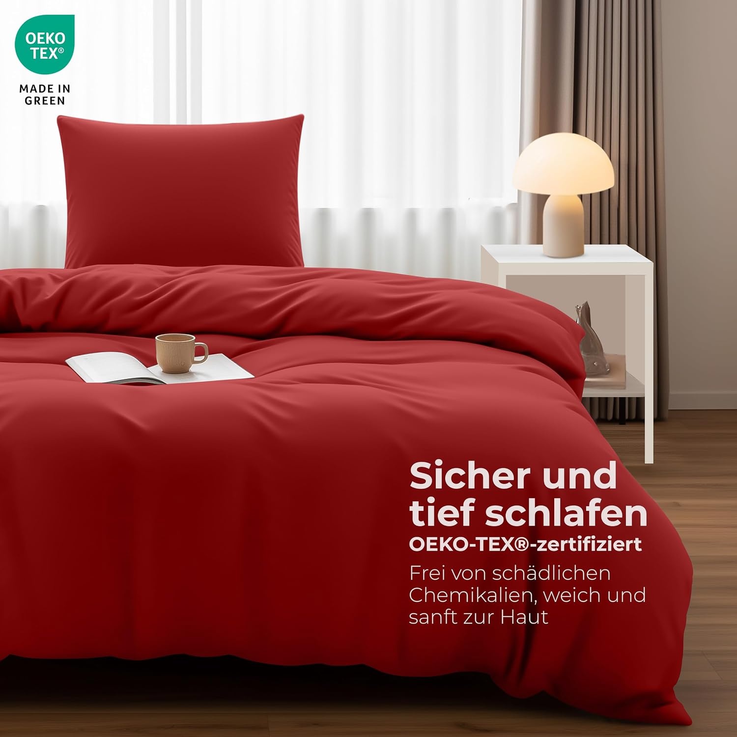 image:imageUtopia Bedding Bettwsche 135x200 cm 1 Kissenbezug 80x80 cm BlaugrnRot