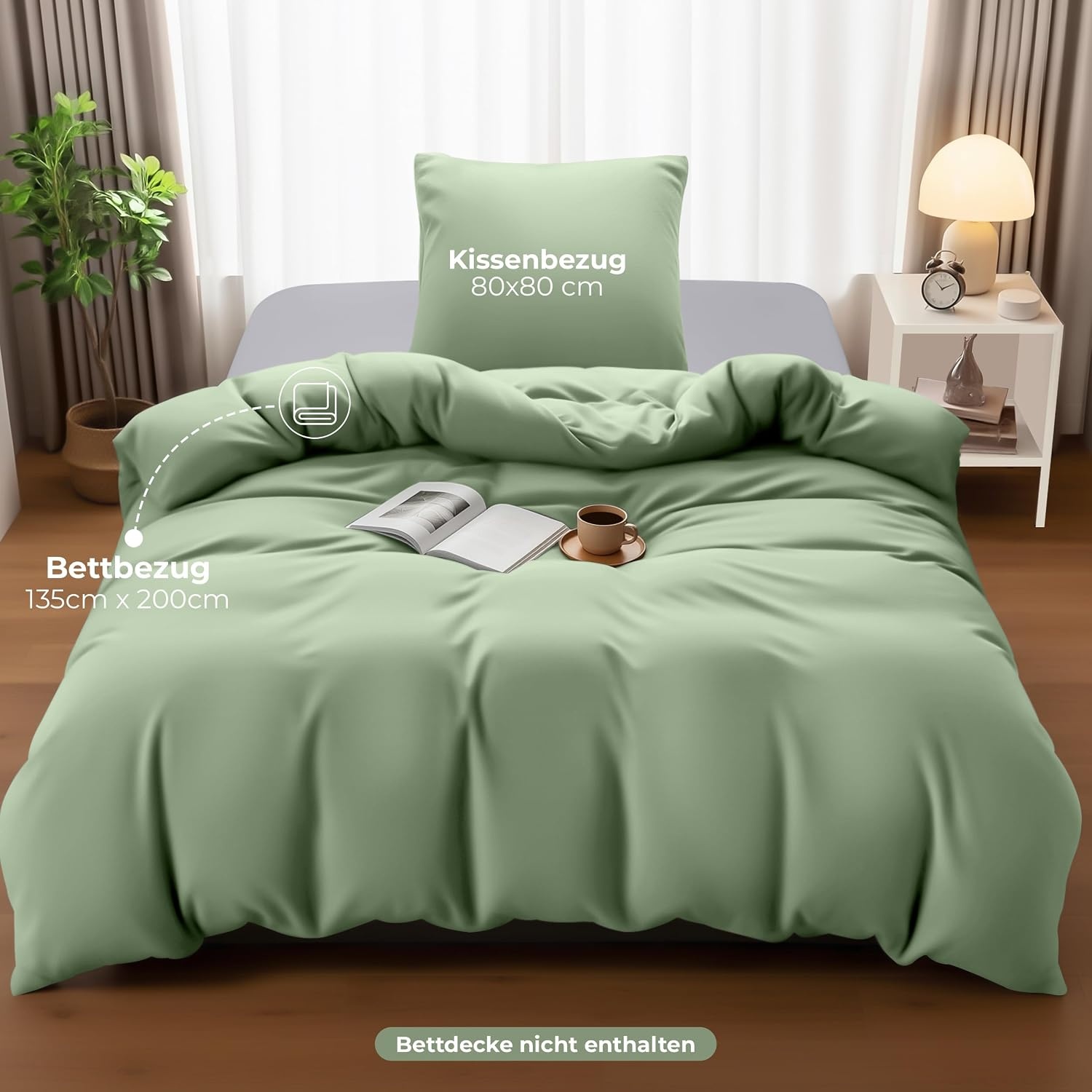 image:imageUtopia Bedding Bettwsche 135x200 cm 1 Kissenbezug 80x80 cm BlaugrnSalbeigrn