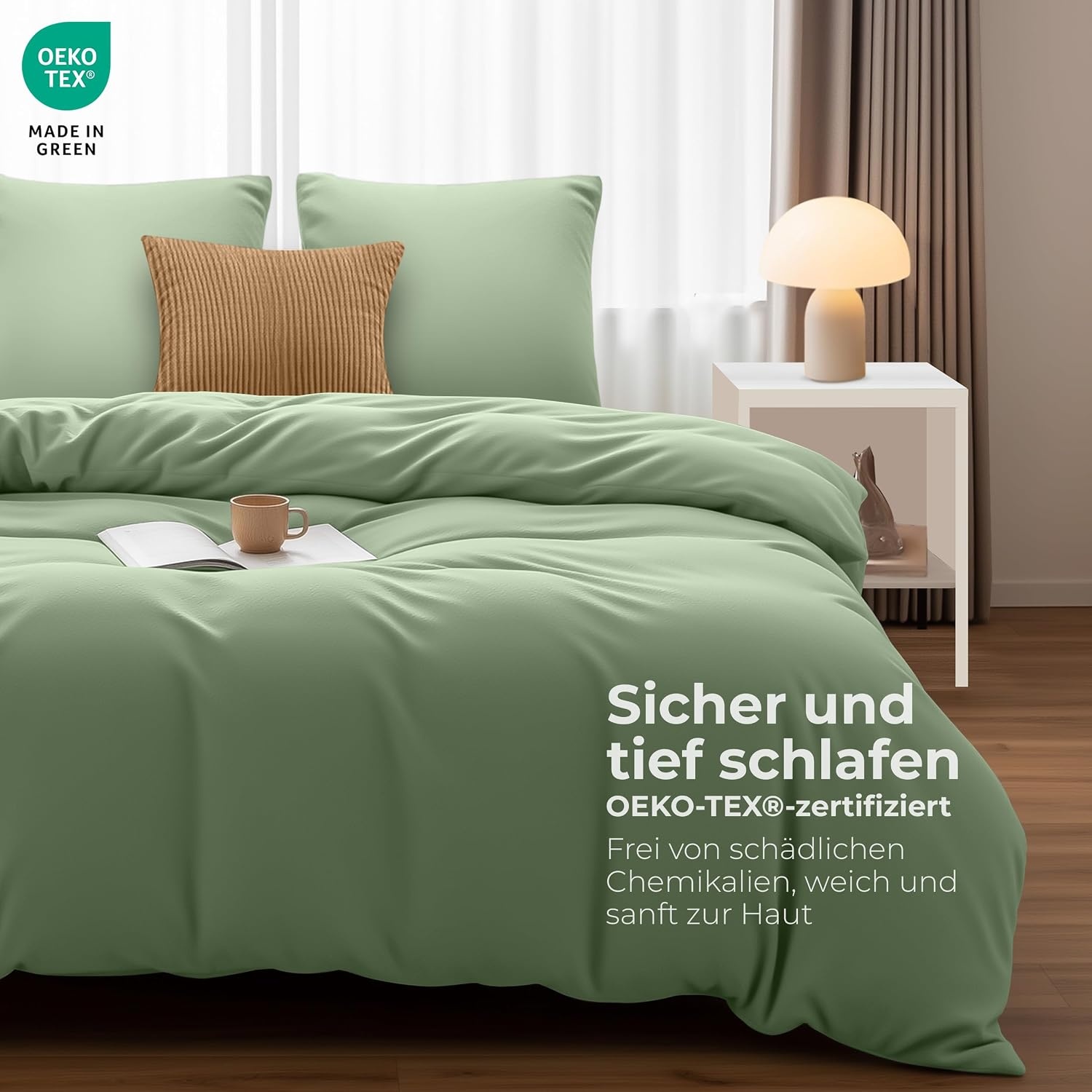 image:imageUtopia Bedding Bettwsche 135x200 cm 1 Kissenbezug 80x80 cm BlaugrnSalbeigrn