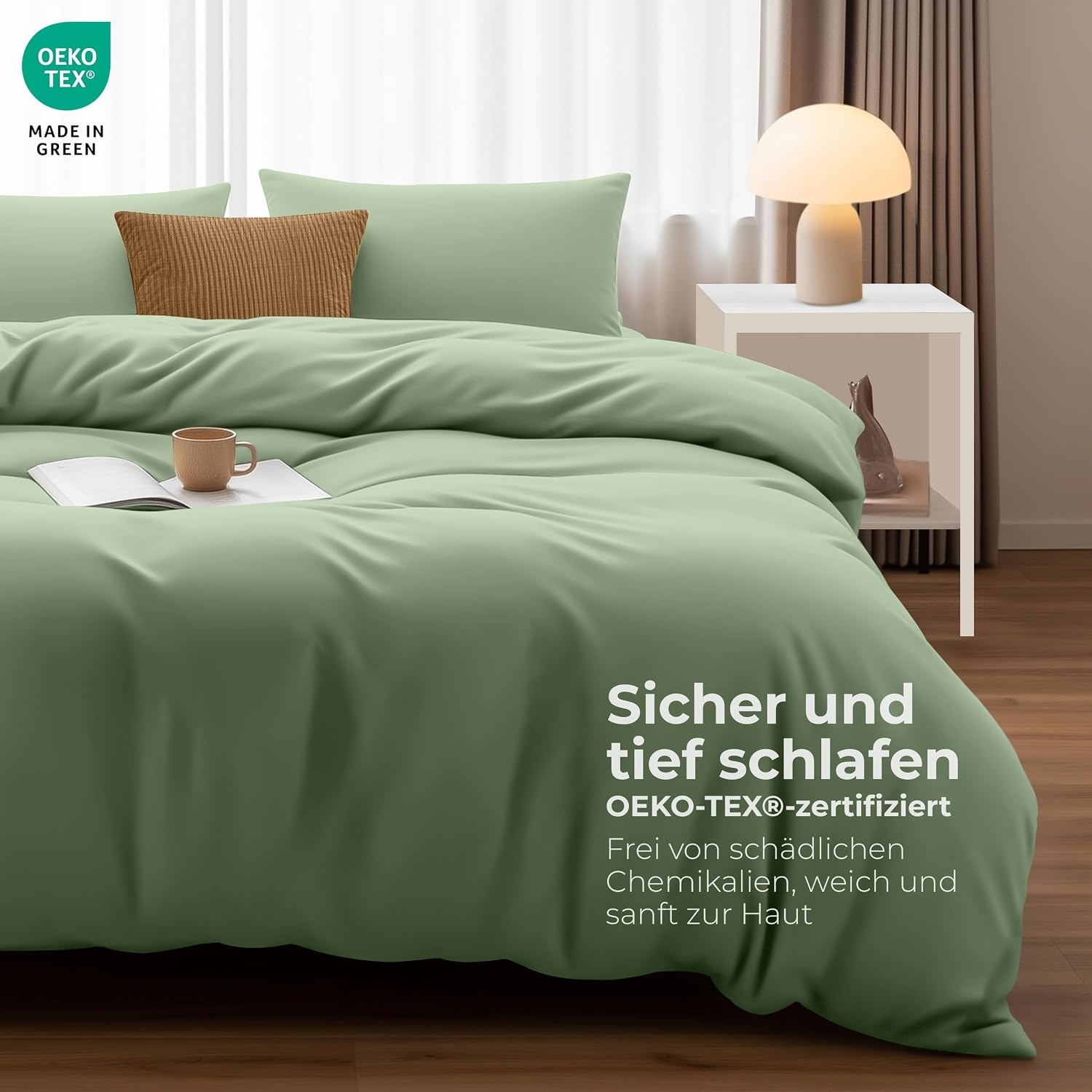 image:imageUtopia Bedding Bettwsche 135x200 cm 1 Kissenbezug 80x80 cm BlaugrnSalbeigrn