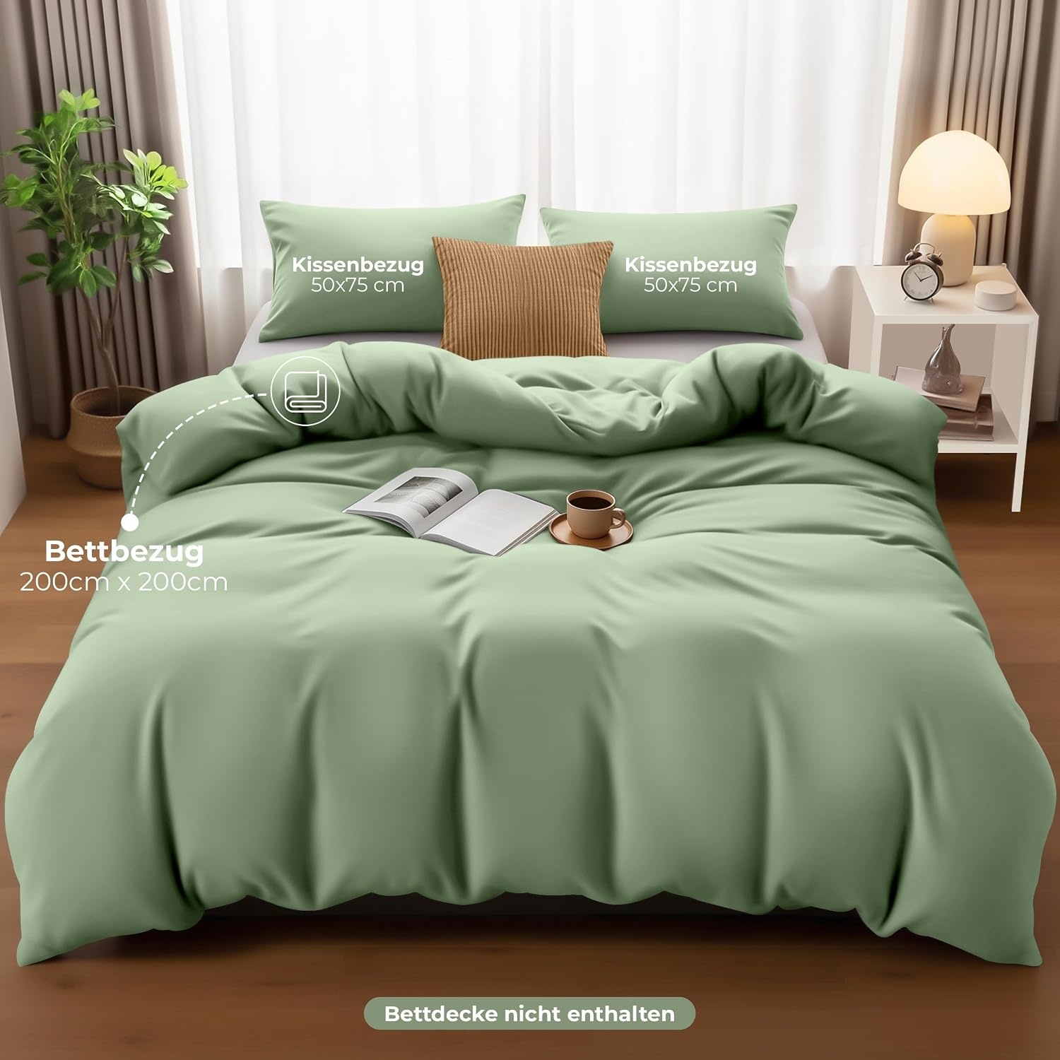 image:imageUtopia Bedding Bettwsche 135x200 cm 1 Kissenbezug 80x80 cm BlaugrnSalbeigrn