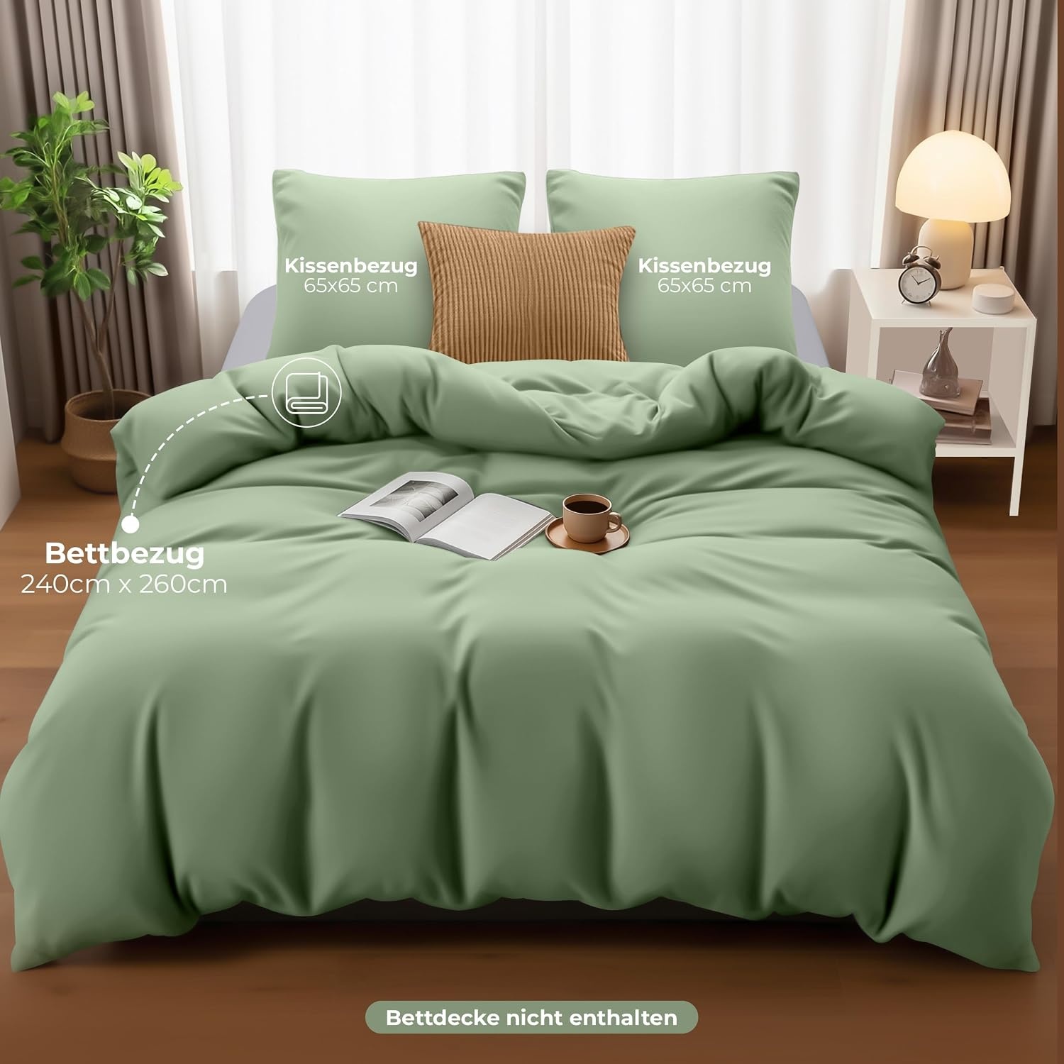 image:imageUtopia Bedding Bettwsche 135x200 cm 1 Kissenbezug 80x80 cm BlaugrnSalbeigrn
