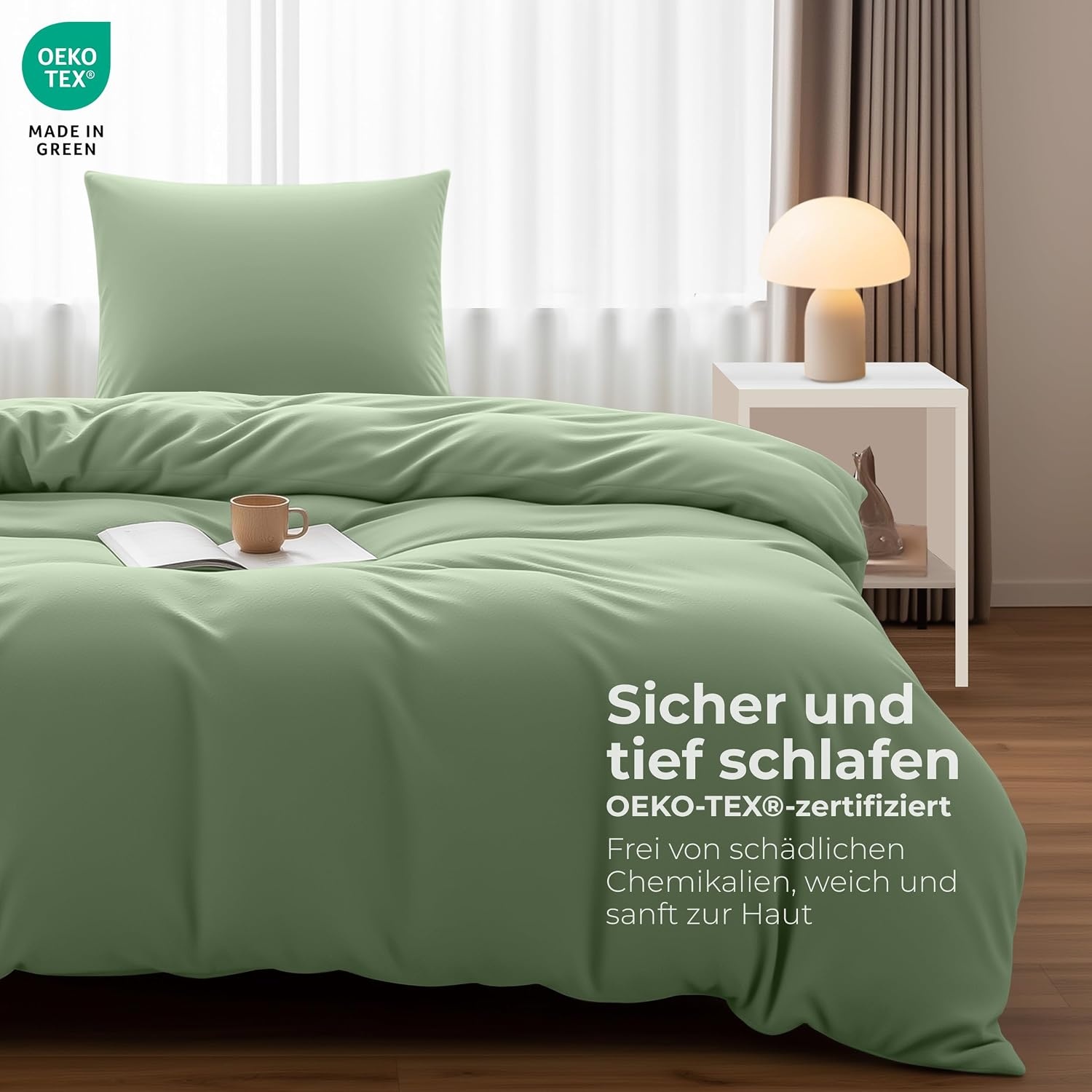 image:imageUtopia Bedding Bettwsche 135x200 cm 1 Kissenbezug 80x80 cm BlaugrnSalbeigrn