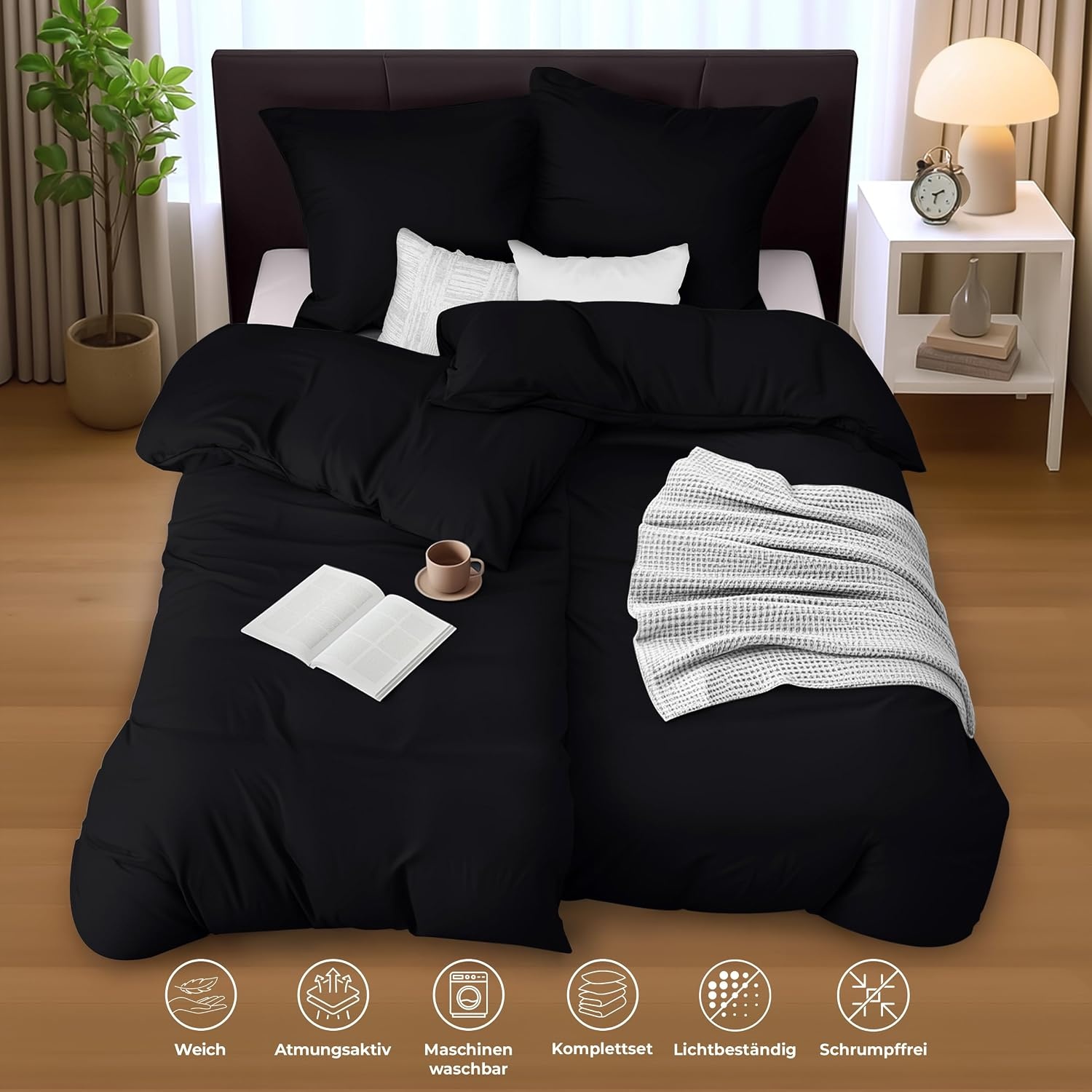 image:imageUtopia Bedding Bettwsche 135x200 cm 1 Kissenbezug 80x80 cm BlaugrnSchwarz