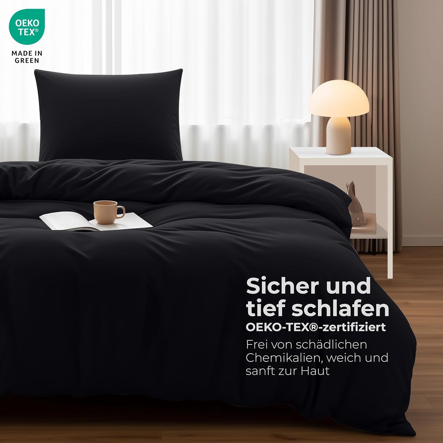 image:imageUtopia Bedding Bettwsche 135x200 cm 1 Kissenbezug 80x80 cm BlaugrnSchwarz