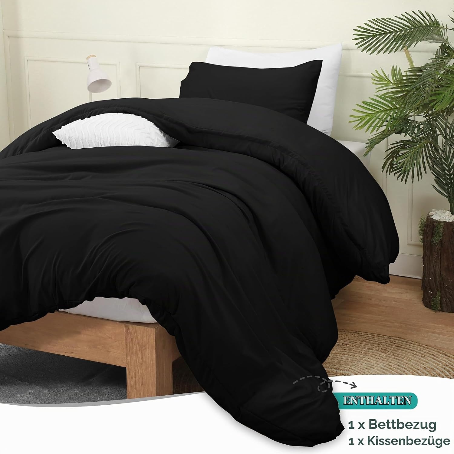 image:imageUtopia Bedding Bettwsche 135x200 cm 1 Kissenbezug 80x80 cm BlaugrnSchwarz