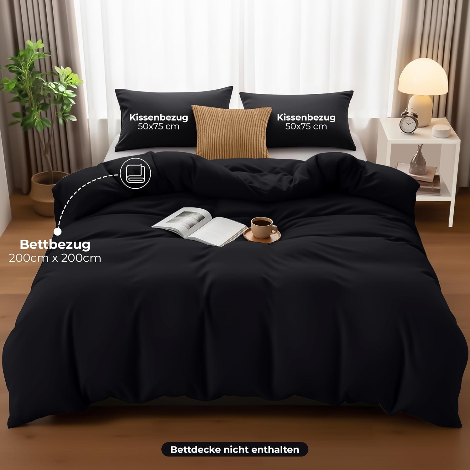 image:imageUtopia Bedding Bettwsche 135x200 cm 1 Kissenbezug 80x80 cm BlaugrnSchwarz