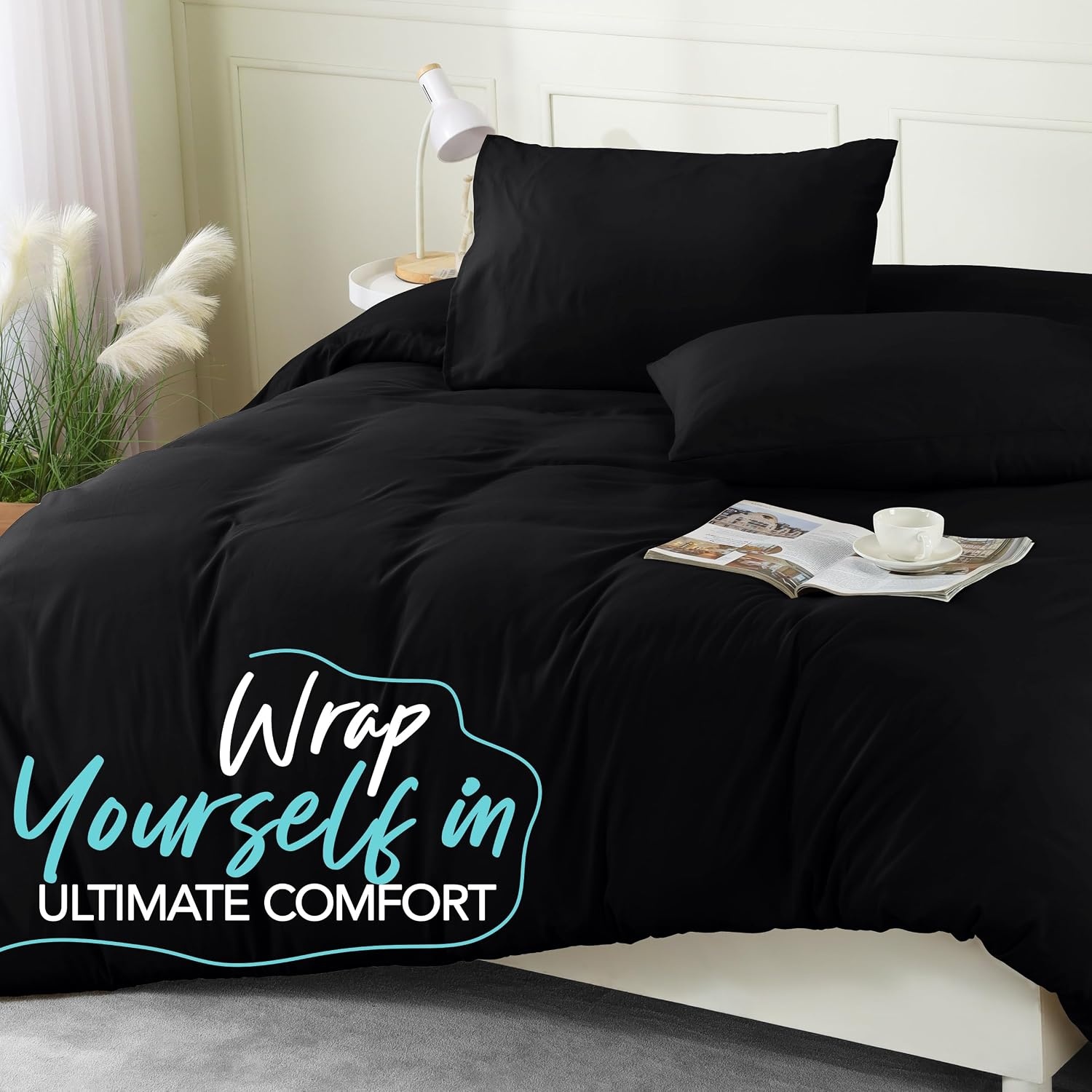 image:imageUtopia Bedding Bettwsche 135x200 cm 1 Kissenbezug 80x80 cm BlaugrnSchwarz
