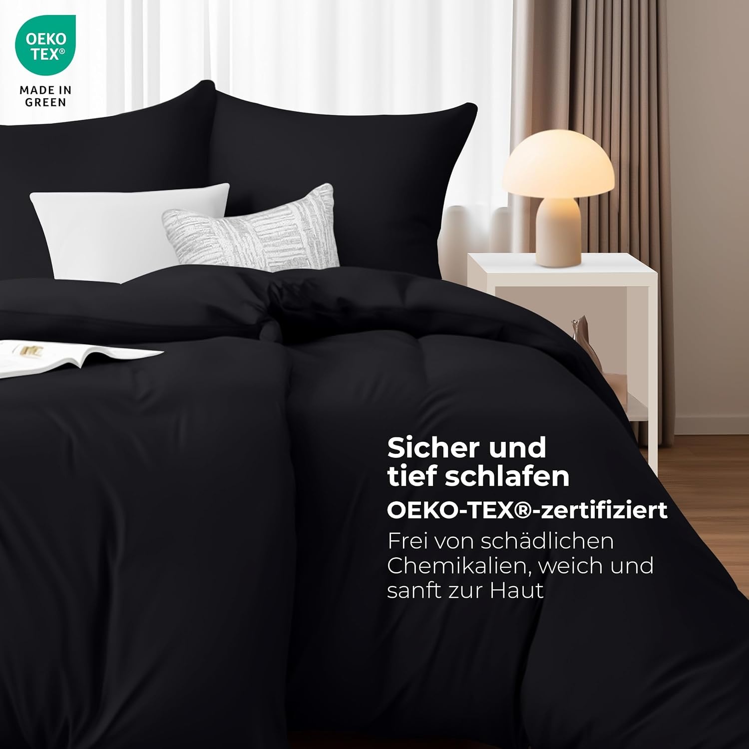 image:imageUtopia Bedding Bettwsche 135x200 cm 1 Kissenbezug 80x80 cm BlaugrnSchwarz