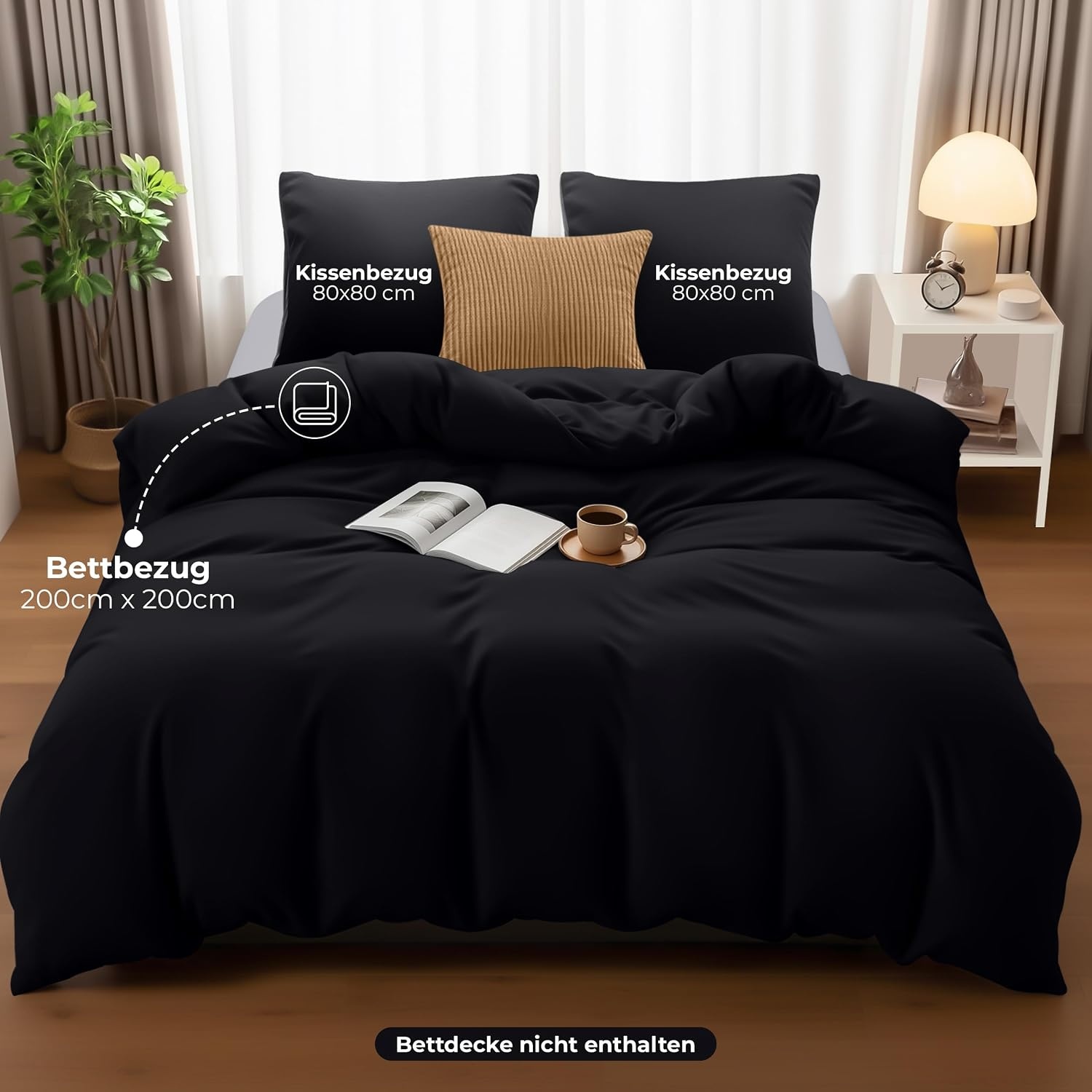 image:imageUtopia Bedding Bettwsche 135x200 cm 1 Kissenbezug 80x80 cm BlaugrnSchwarz