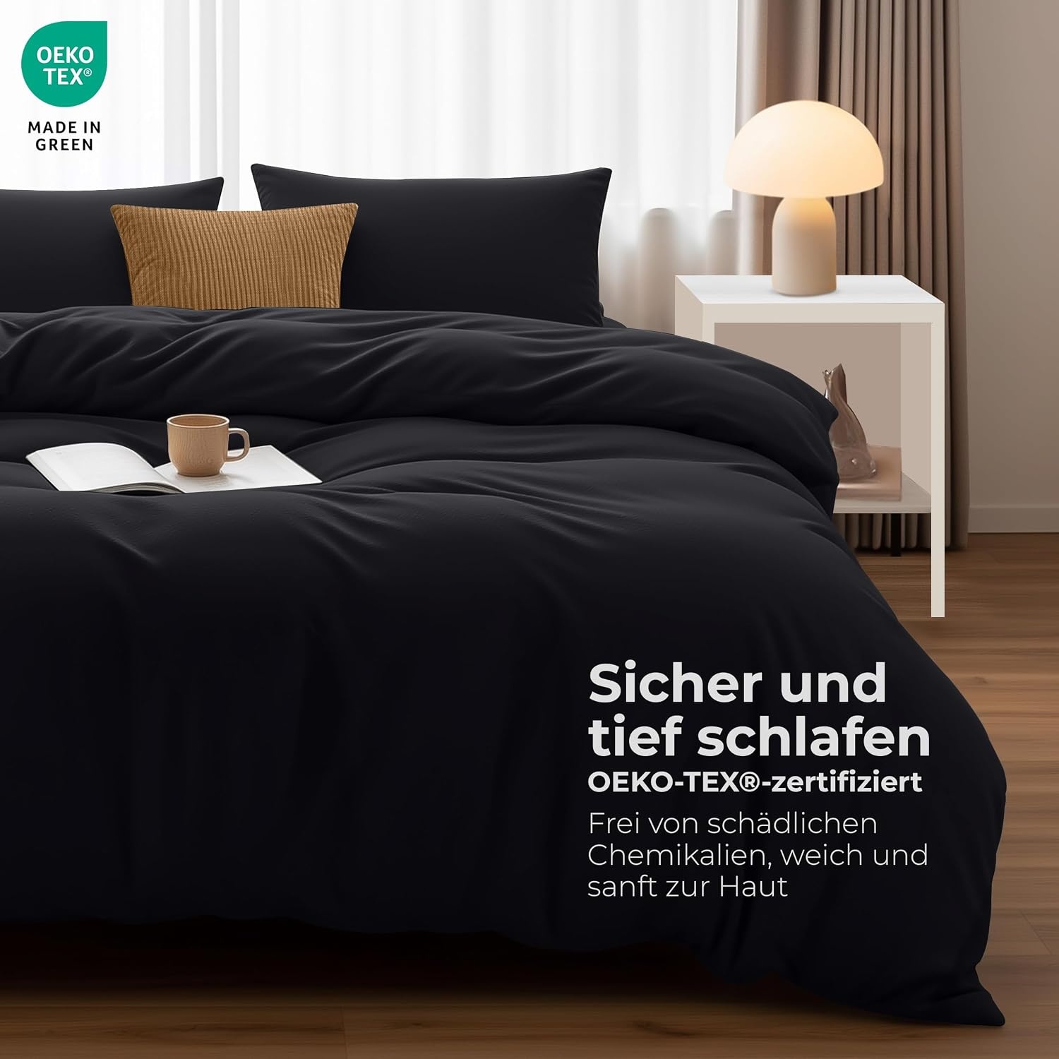 image:imageUtopia Bedding Bettwsche 135x200 cm 1 Kissenbezug 80x80 cm BlaugrnSchwarz