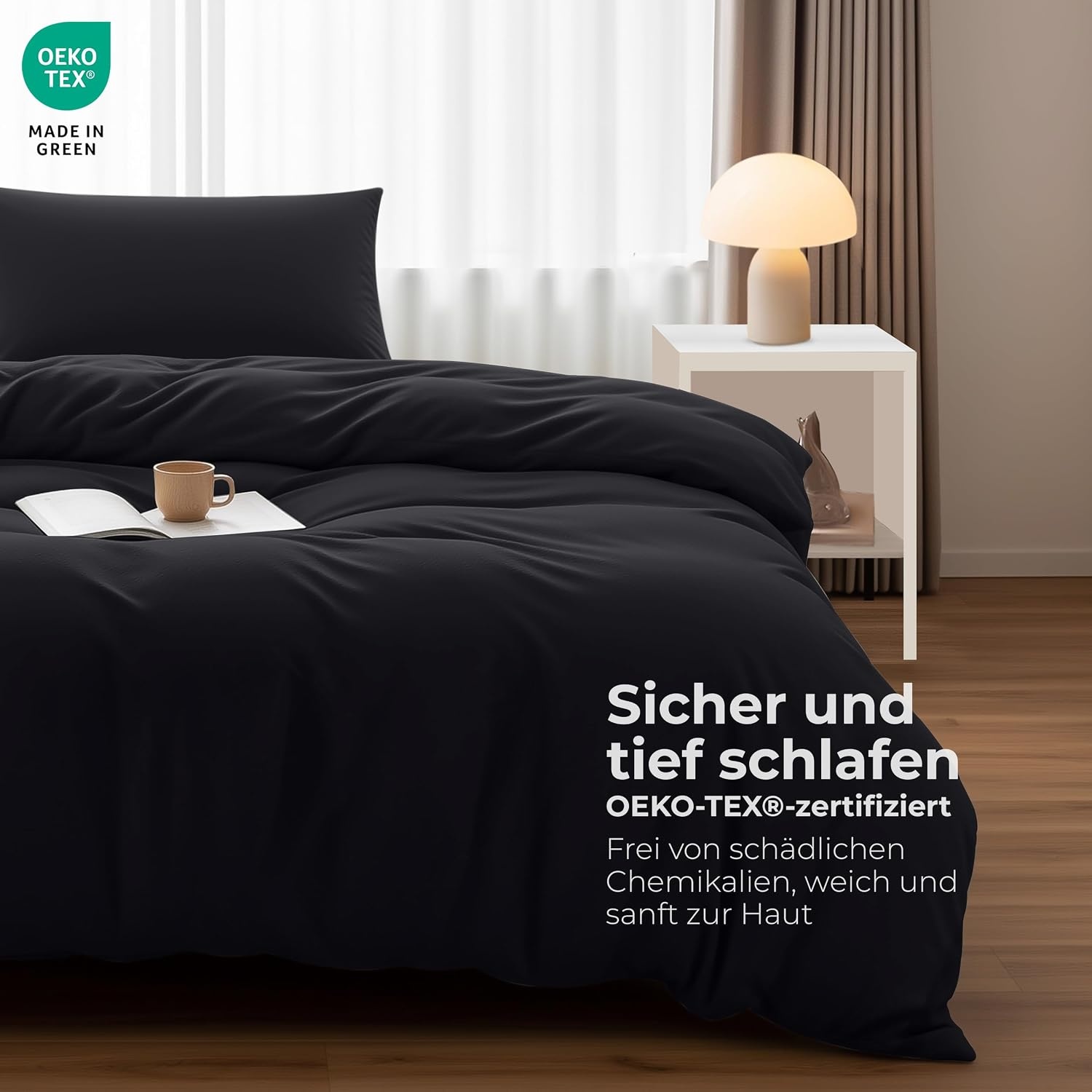 image:imageUtopia Bedding Bettwsche 135x200 cm 1 Kissenbezug 80x80 cm BlaugrnSchwarz
