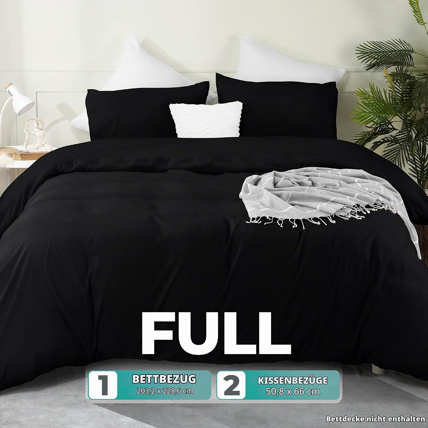 image:imageUtopia Bedding Bettwsche 135x200 cm 1 Kissenbezug 80x80 cm BlaugrnSchwarz