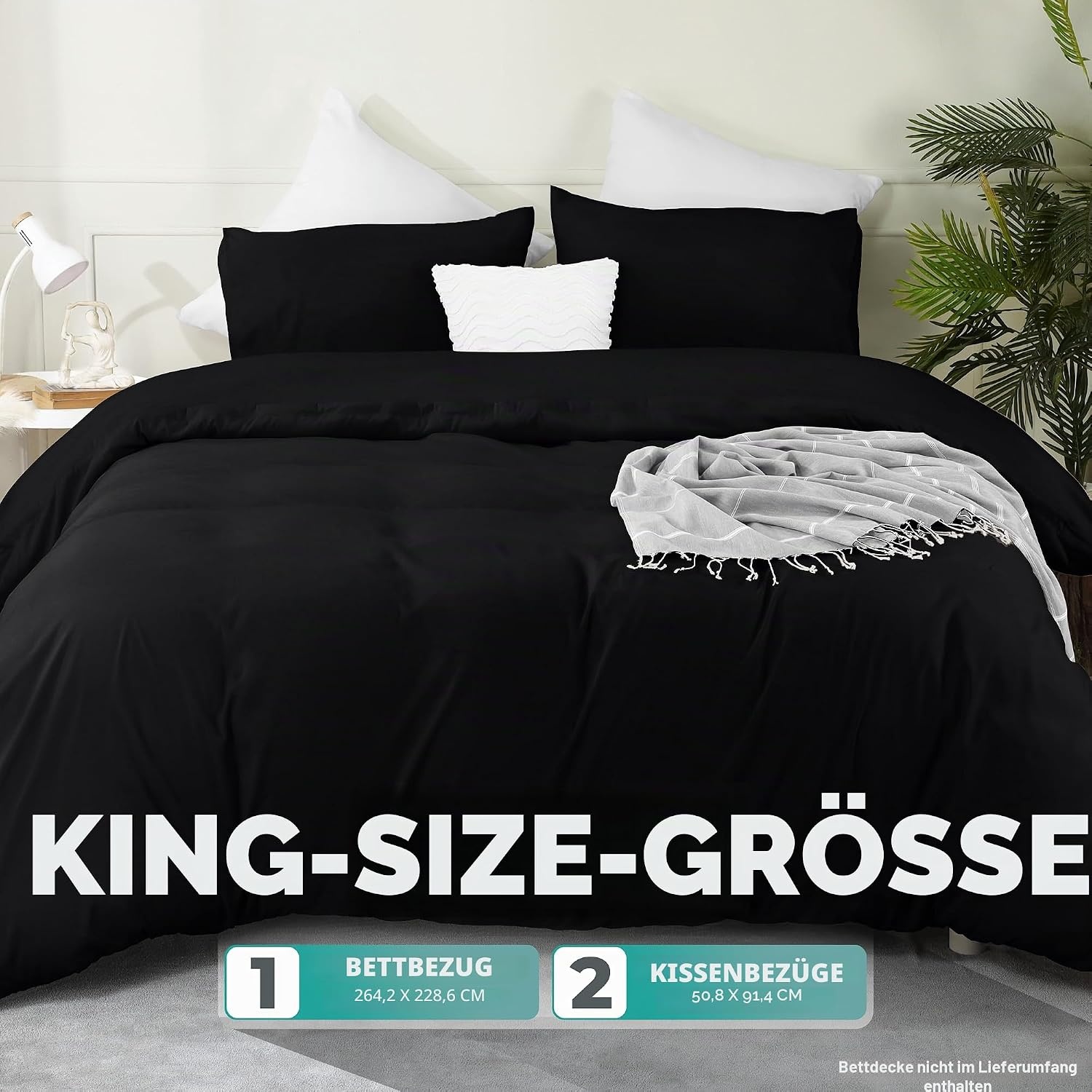 image:imageUtopia Bedding Bettwsche 135x200 cm 1 Kissenbezug 80x80 cm BlaugrnSchwarz