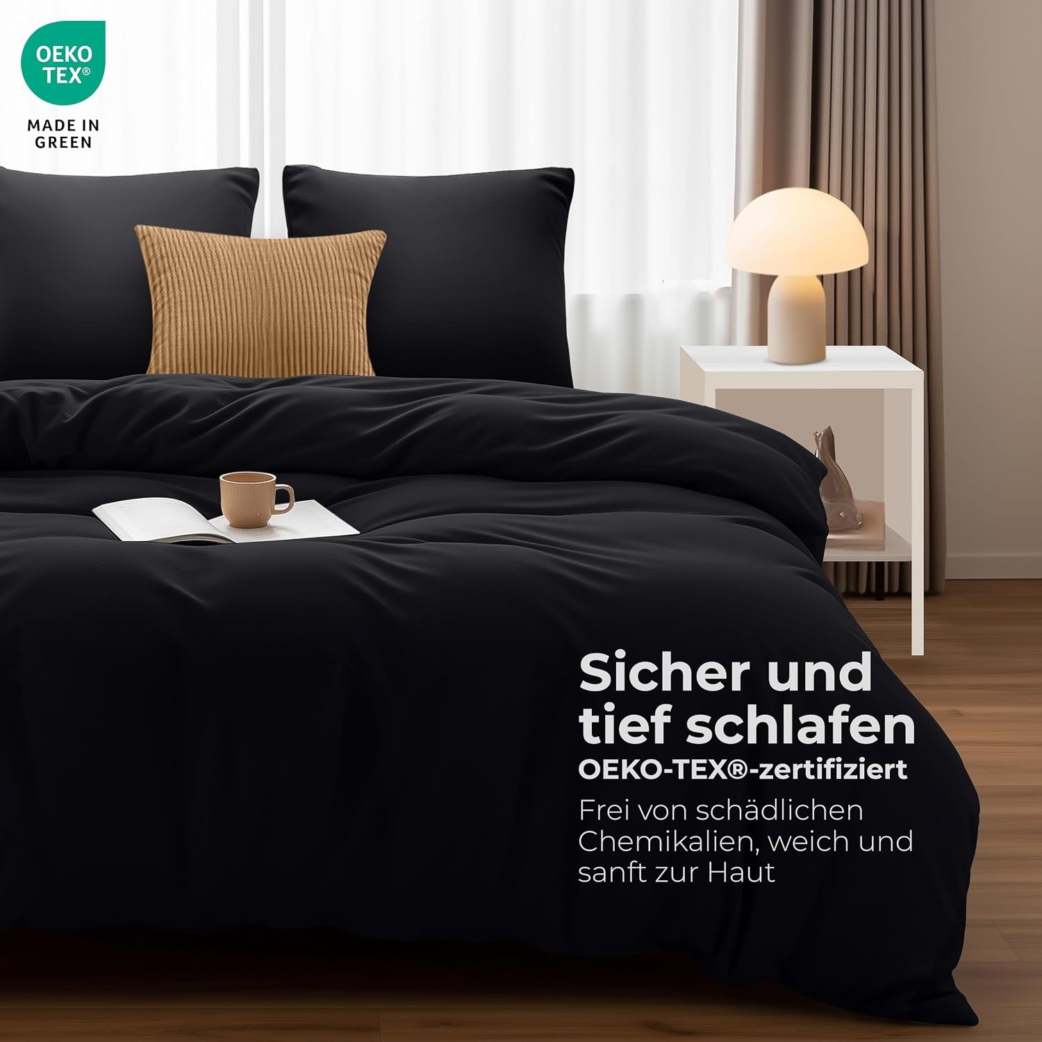 image:imageUtopia Bedding Bettwsche 135x200 cm 1 Kissenbezug 80x80 cm BlaugrnSchwarz