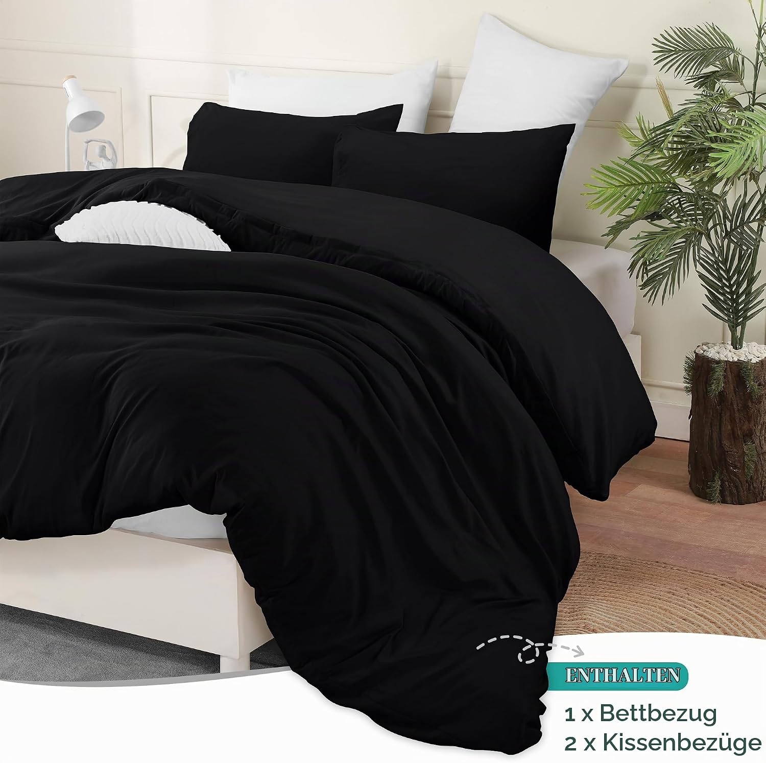 image:imageUtopia Bedding Bettwsche 135x200 cm 1 Kissenbezug 80x80 cm BlaugrnSchwarz