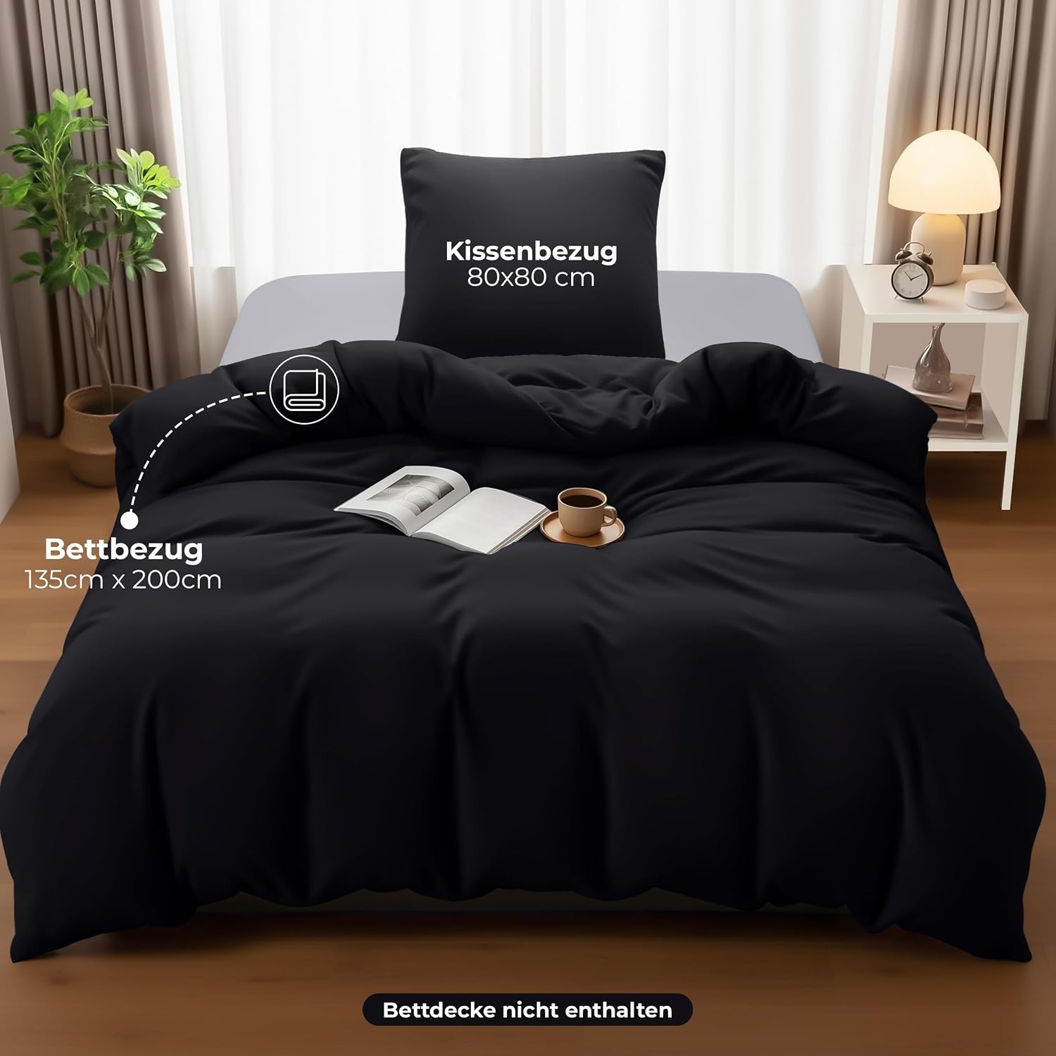 image:imageUtopia Bedding Bettwsche 135x200 cm 1 Kissenbezug 80x80 cm BlaugrnSchwarz