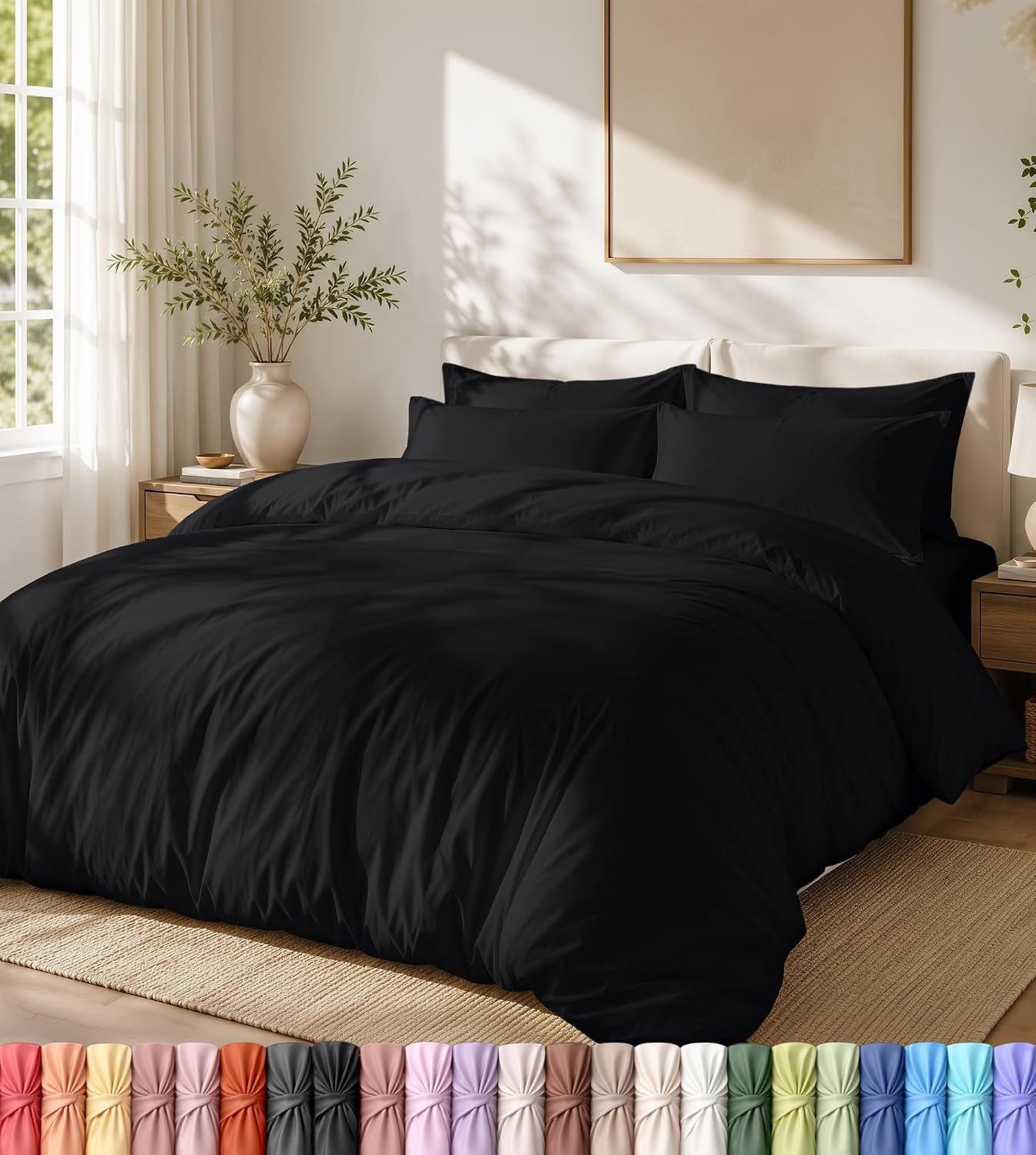 image:imageUtopia Bedding Bettwsche 135x200 cm 1 Kissenbezug 80x80 cm BlaugrnSchwarz