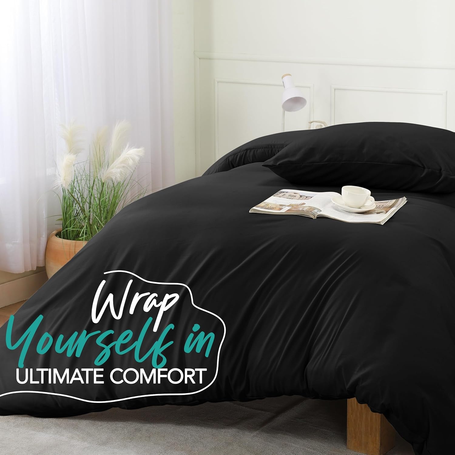 image:imageUtopia Bedding Bettwsche 135x200 cm 1 Kissenbezug 80x80 cm BlaugrnSchwarz