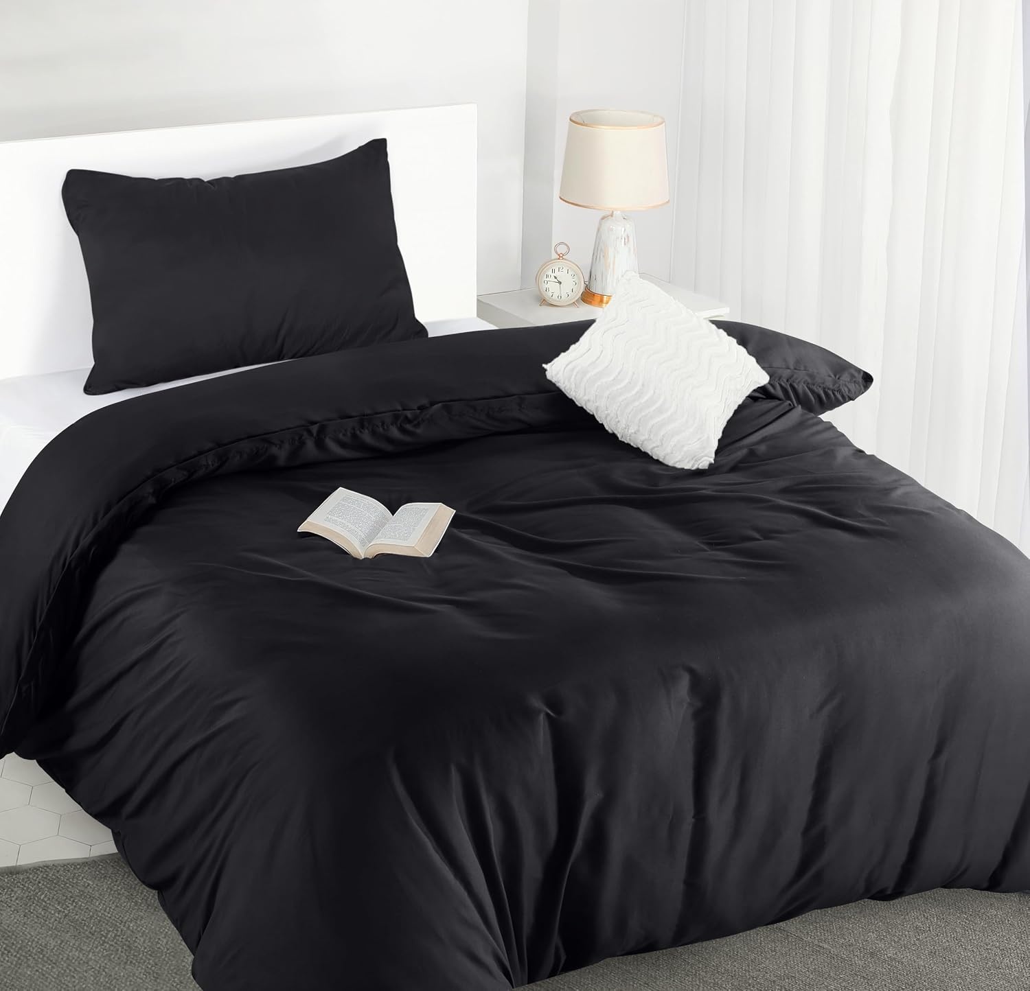 image:imageUtopia Bedding Bettwsche 135x200 cm 1 Kissenbezug 80x80 cm BlaugrnSchwarz