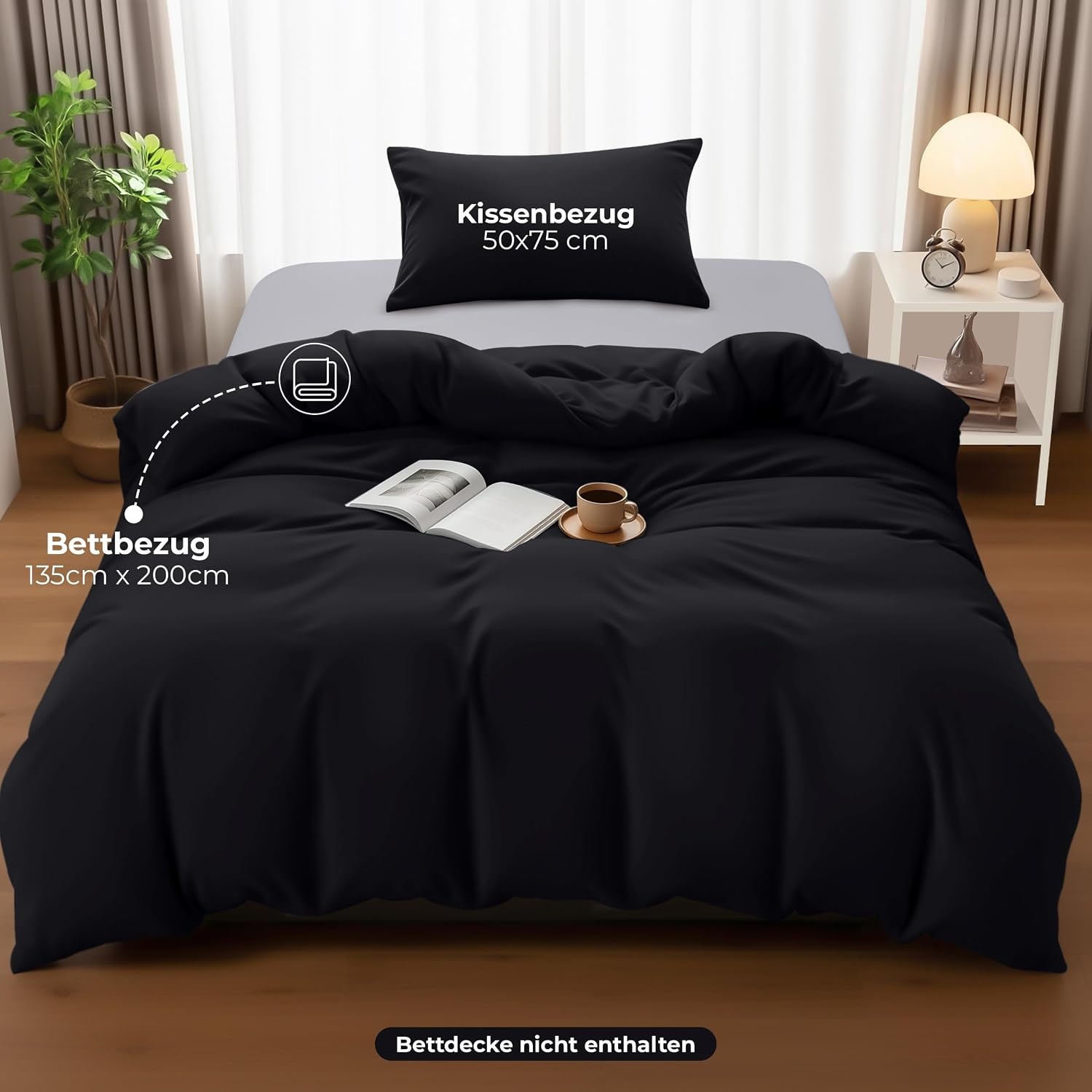 image:imageUtopia Bedding Bettwsche 135x200 cm 1 Kissenbezug 80x80 cm BlaugrnSchwarz
