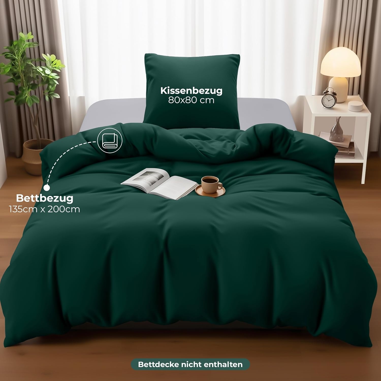 image:imageUtopia Bedding Bettwsche 135x200 cm 1 Kissenbezug 80x80 cm BlaugrnSmaragd