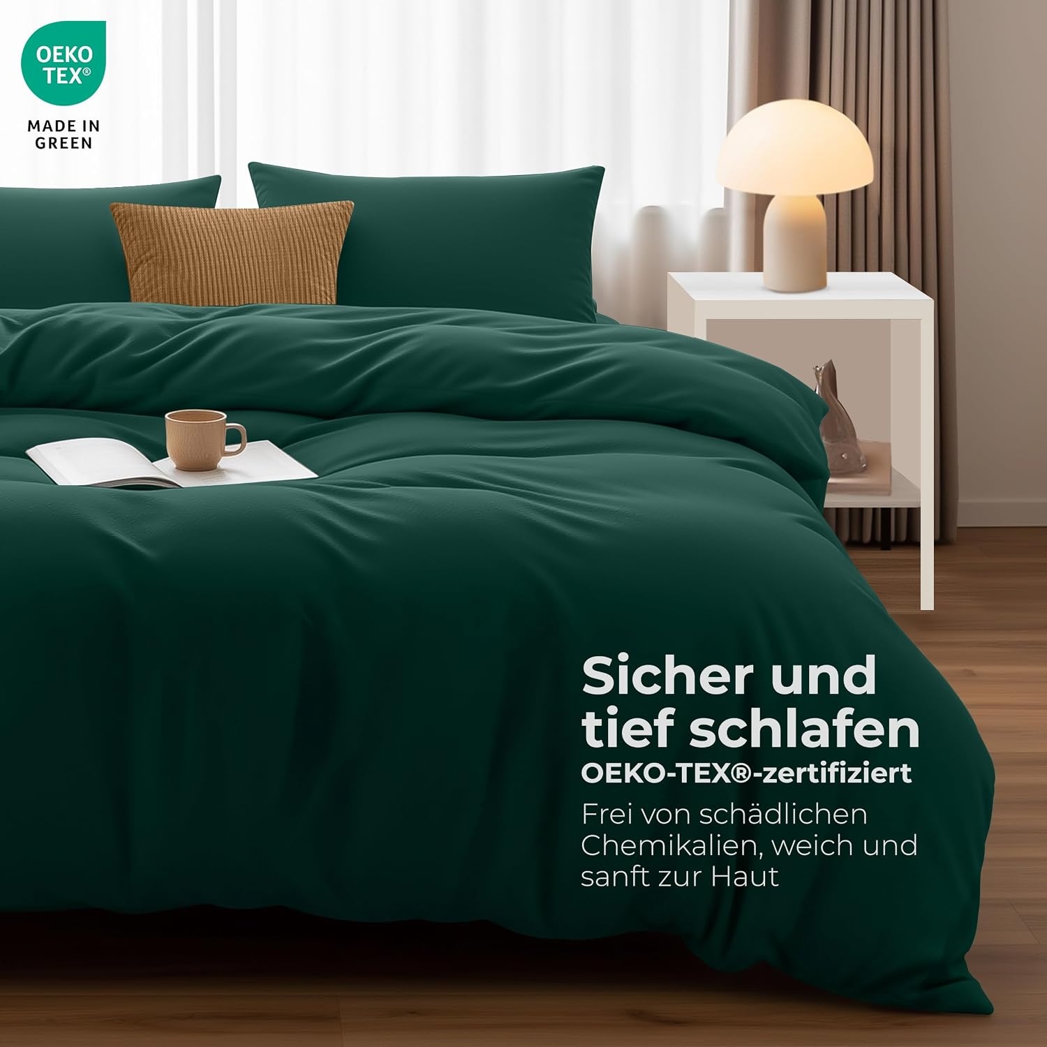 image:imageUtopia Bedding Bettwsche 135x200 cm 1 Kissenbezug 80x80 cm BlaugrnSmaragd