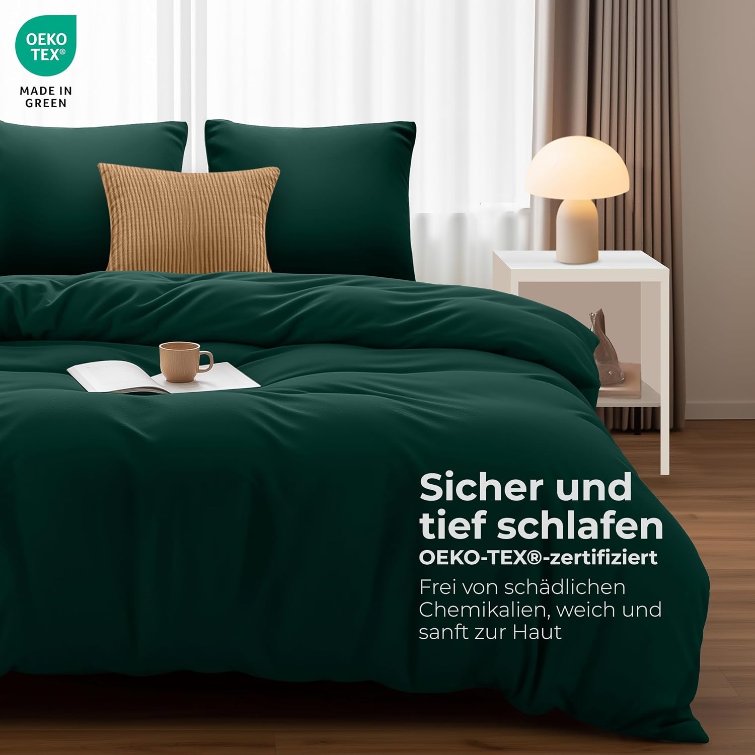 image:imageUtopia Bedding Bettwsche 135x200 cm 1 Kissenbezug 80x80 cm BlaugrnSmaragd
