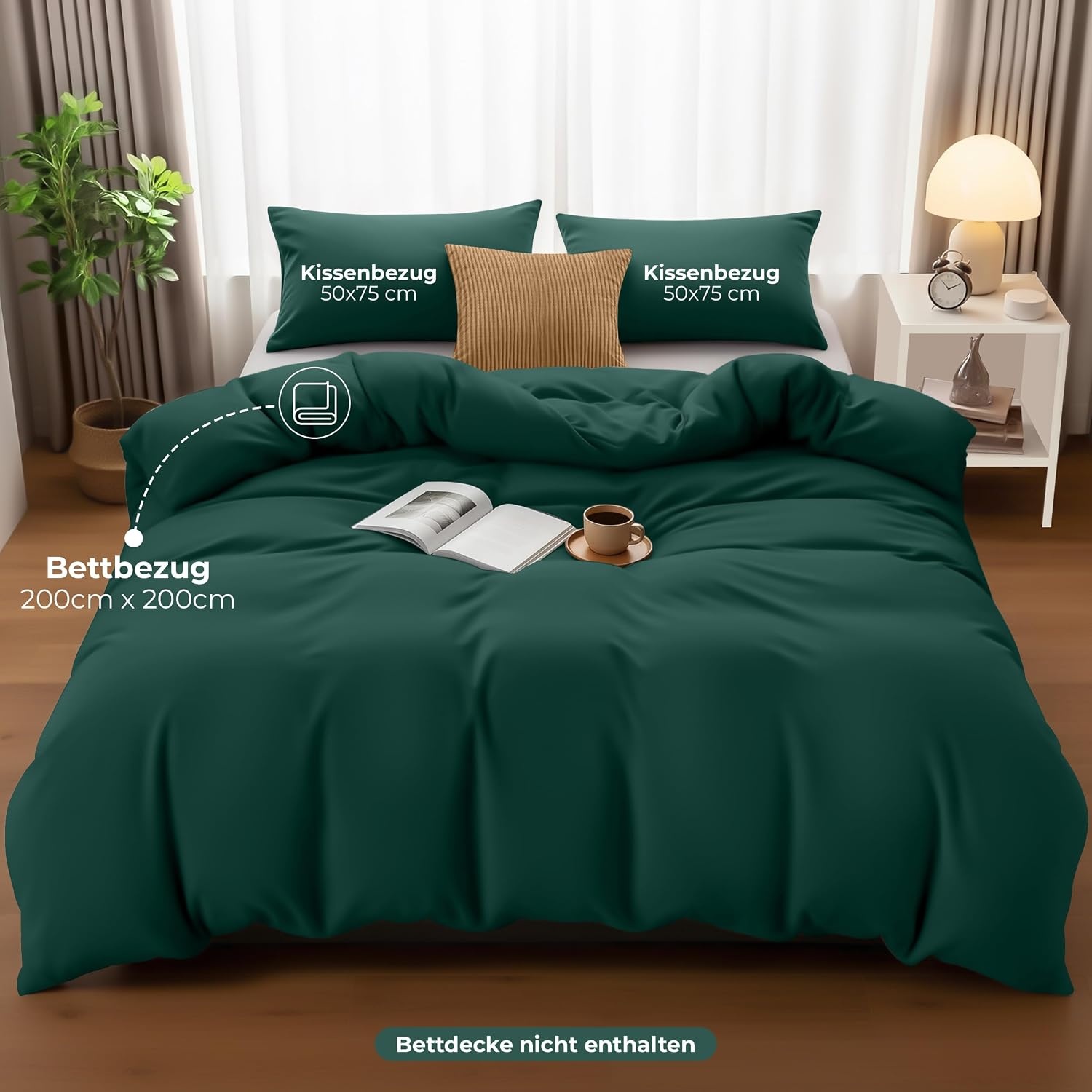 image:imageUtopia Bedding Bettwsche 135x200 cm 1 Kissenbezug 80x80 cm BlaugrnSmaragd