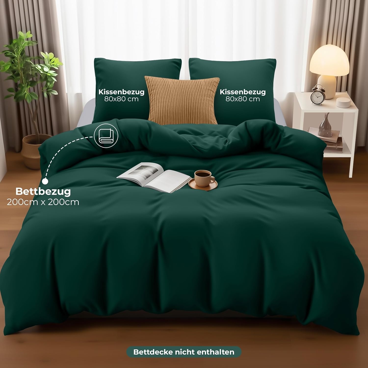 image:imageUtopia Bedding Bettwsche 135x200 cm 1 Kissenbezug 80x80 cm BlaugrnSmaragd