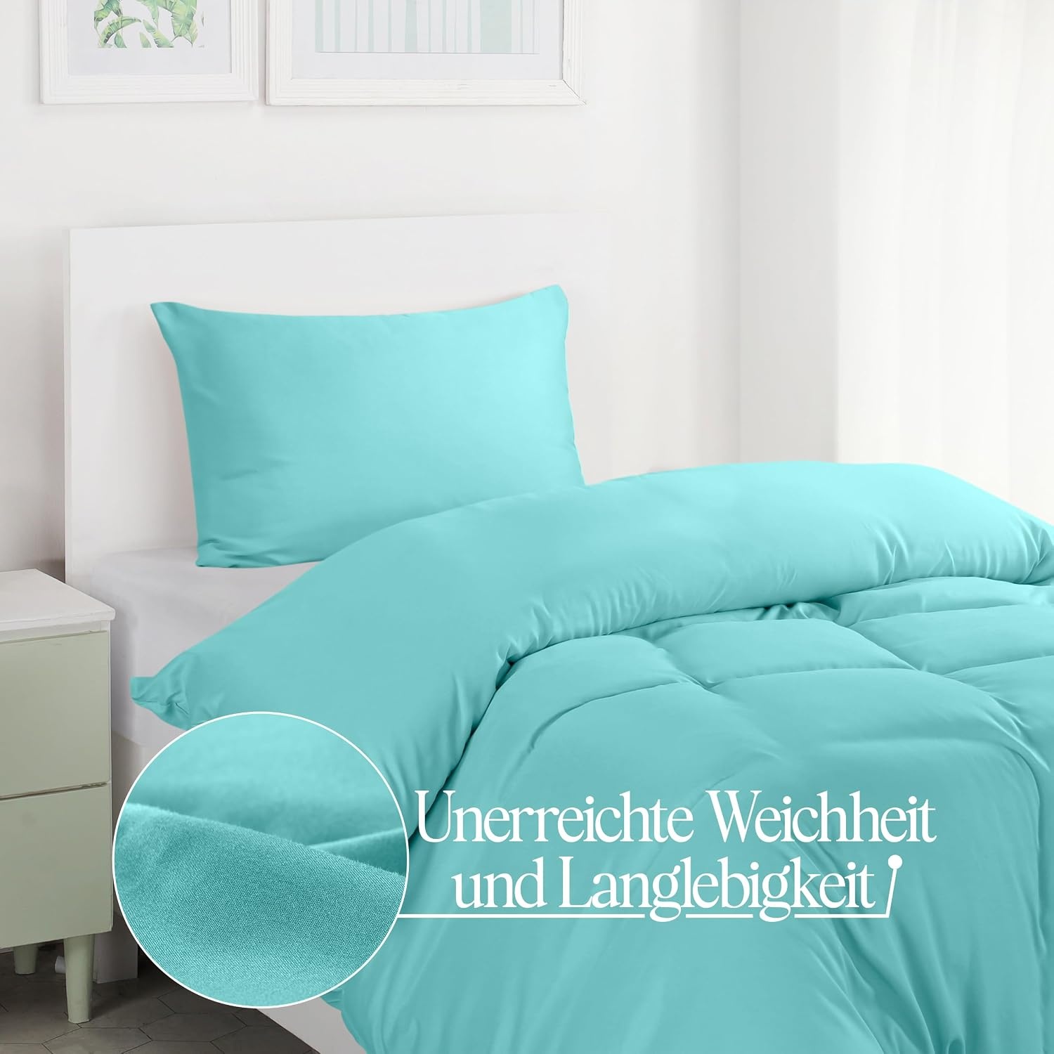 image:imageUtopia Bedding Bettwsche 135x200 cm 1 Kissenbezug 80x80 cm BlaugrnSpa Blau
