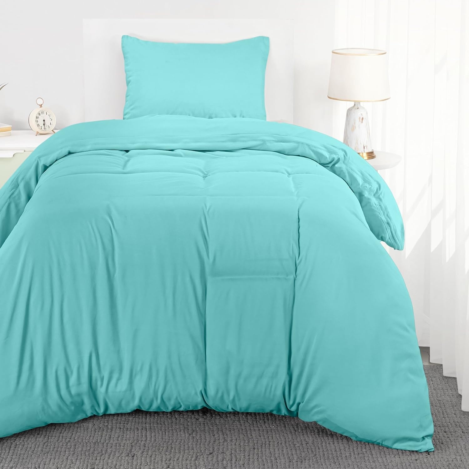 image:imageUtopia Bedding Bettwsche 135x200 cm 1 Kissenbezug 80x80 cm BlaugrnSpa Blau