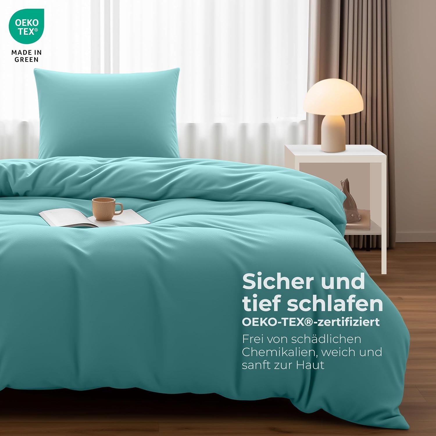 image:imageUtopia Bedding Bettwsche 135x200 cm 1 Kissenbezug 80x80 cm BlaugrnSpa Blau