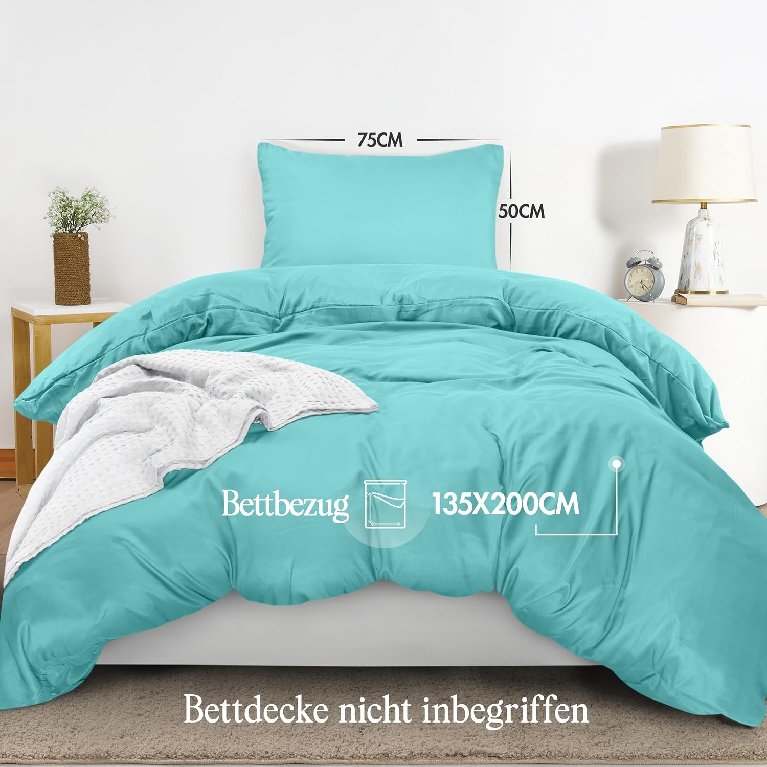image:imageUtopia Bedding Bettwsche 135x200 cm 1 Kissenbezug 80x80 cm BlaugrnSpa Blau
