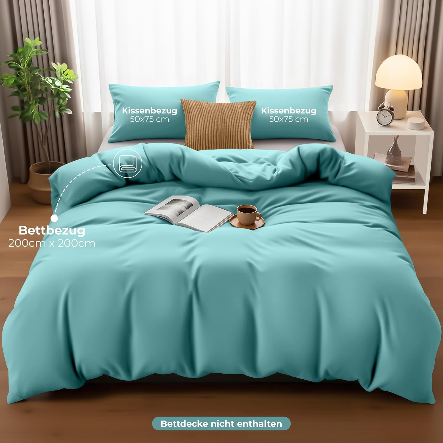 image:imageUtopia Bedding Bettwsche 135x200 cm 1 Kissenbezug 80x80 cm BlaugrnSpa Blau