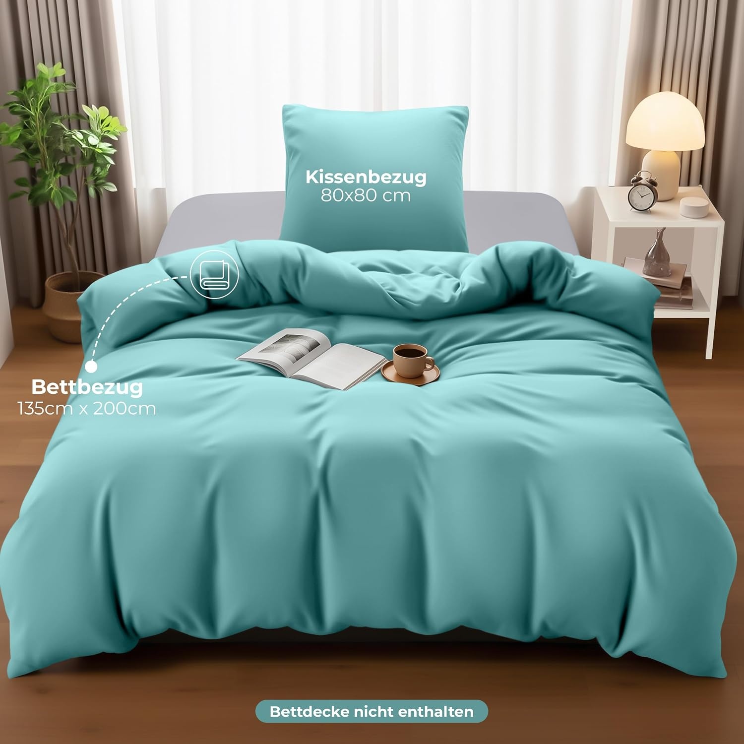 image:imageUtopia Bedding Bettwsche 135x200 cm 1 Kissenbezug 80x80 cm BlaugrnSpa Blau