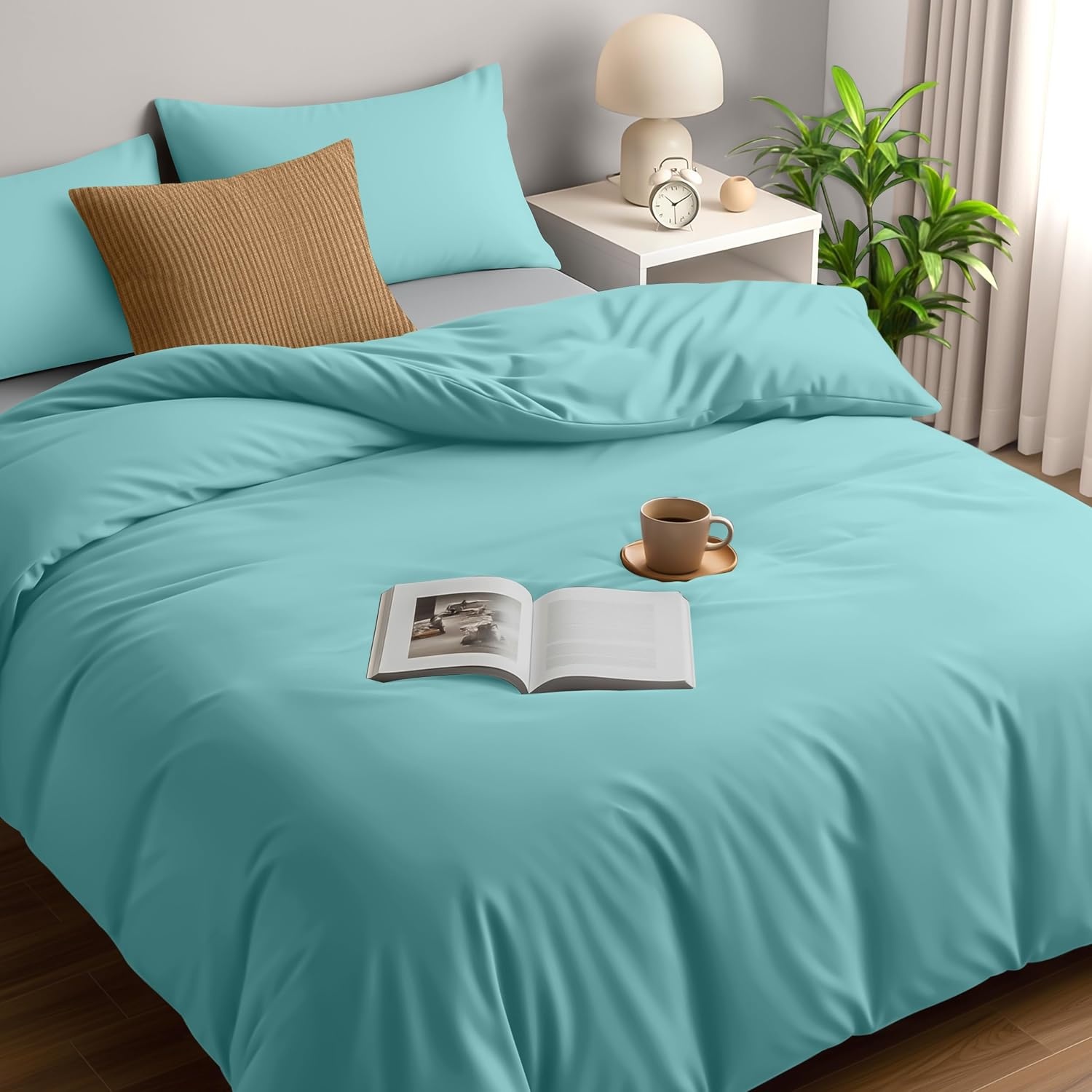 image:imageUtopia Bedding Bettwsche 135x200 cm 1 Kissenbezug 80x80 cm BlaugrnSpa Blau