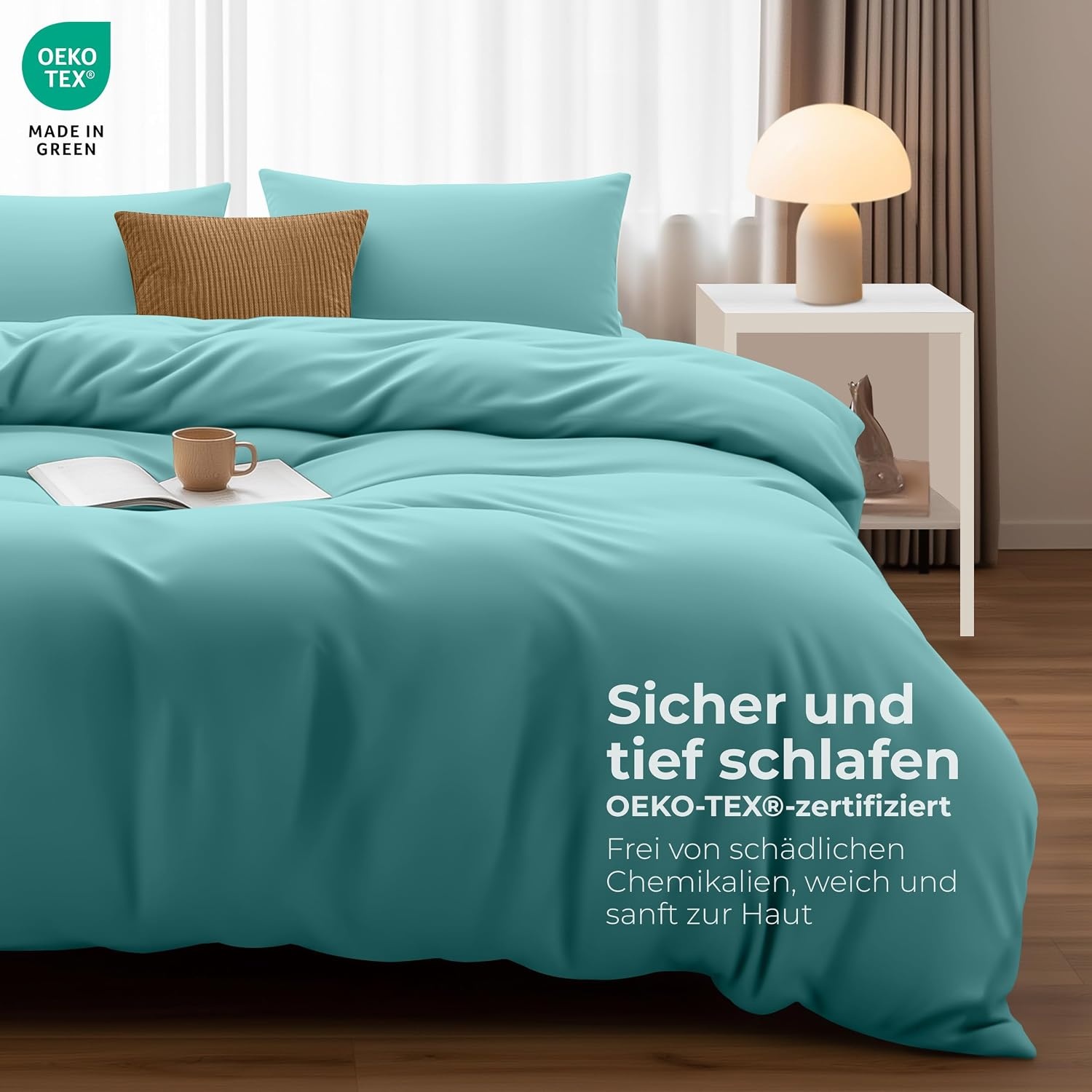 image:imageUtopia Bedding Bettwsche 135x200 cm 1 Kissenbezug 80x80 cm BlaugrnSpa Blau