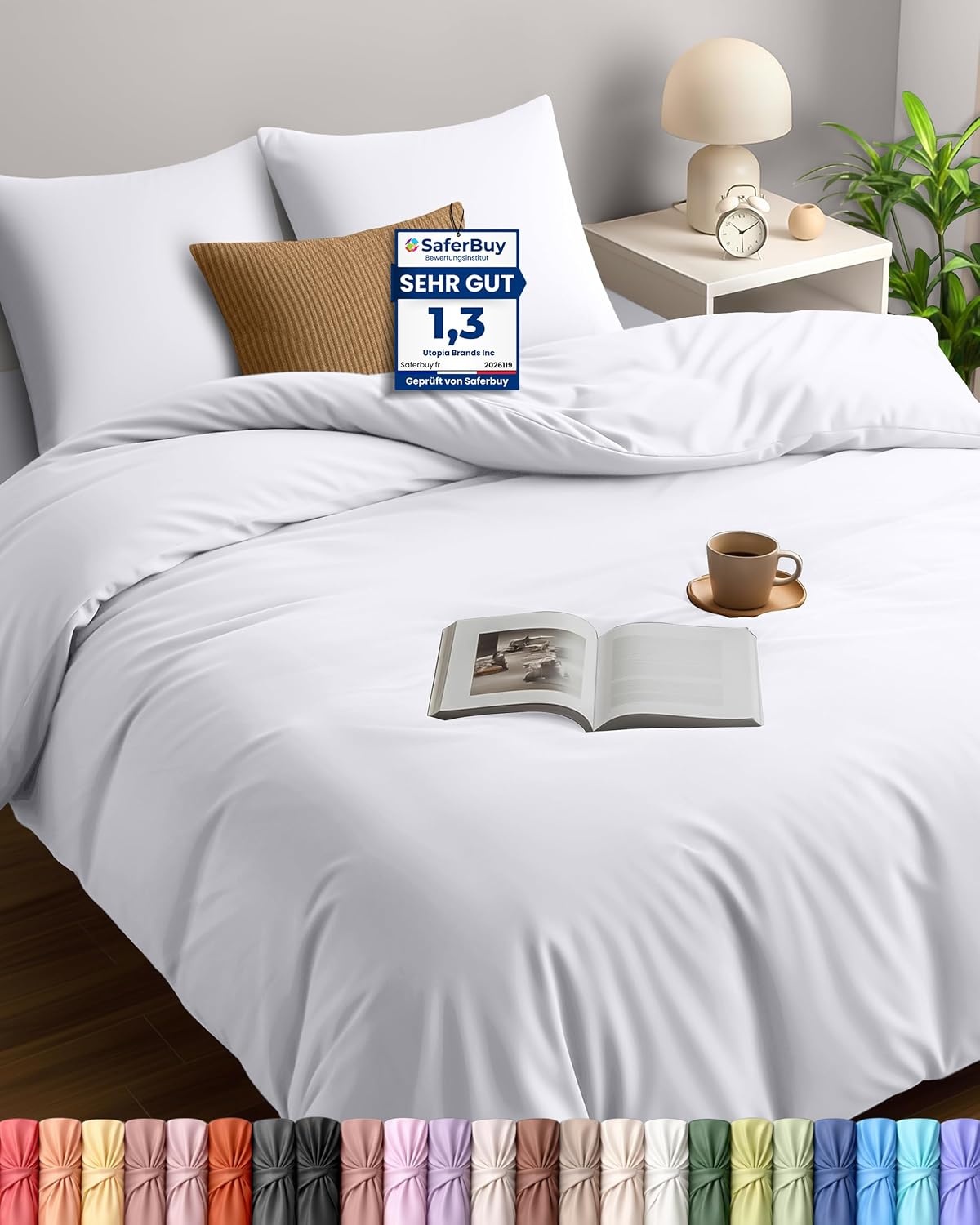 image:imageUtopia Bedding Bettwsche 135x200 cm 1 Kissenbezug 80x80 cm BlaugrnWei