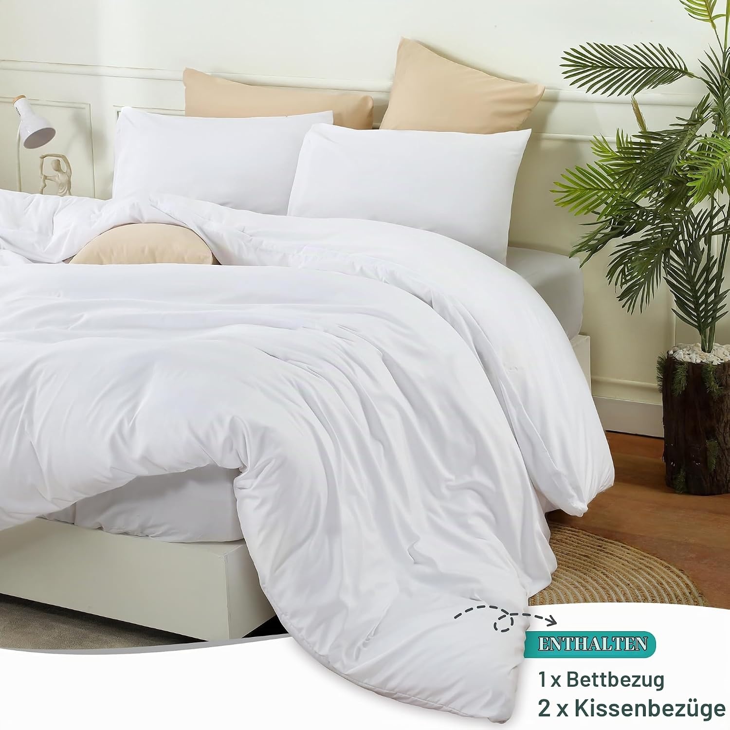 image:imageUtopia Bedding Bettwsche 135x200 cm 1 Kissenbezug 80x80 cm BlaugrnWei