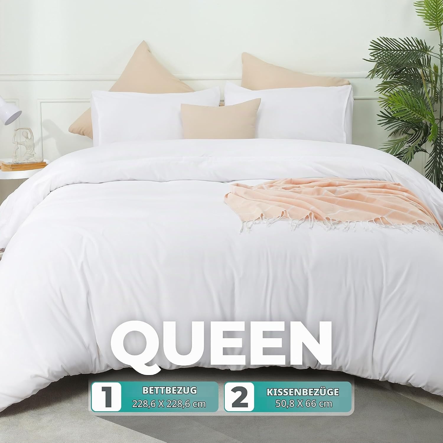 image:imageUtopia Bedding Bettwsche 135x200 cm 1 Kissenbezug 80x80 cm BlaugrnWei