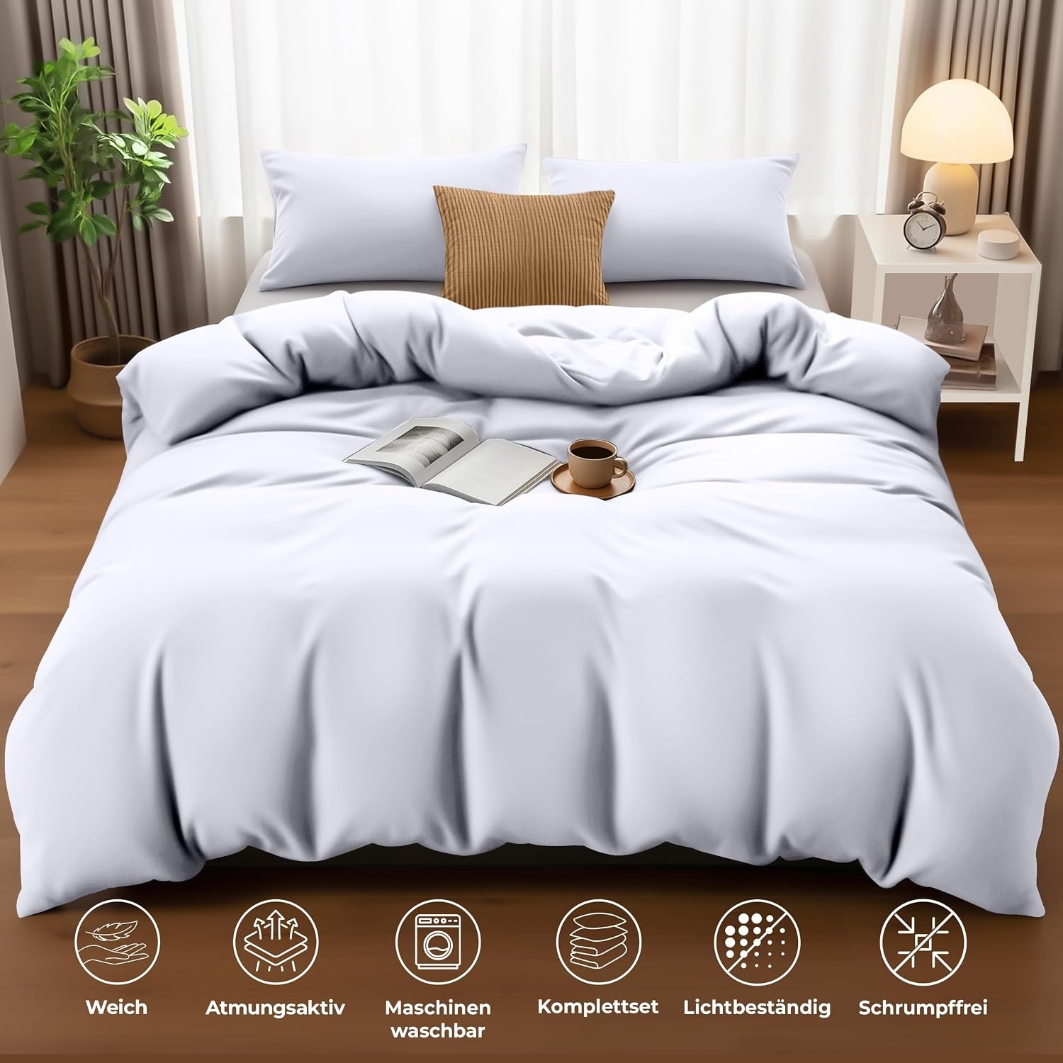 image:imageUtopia Bedding Bettwsche 135x200 cm 1 Kissenbezug 80x80 cm BlaugrnWei