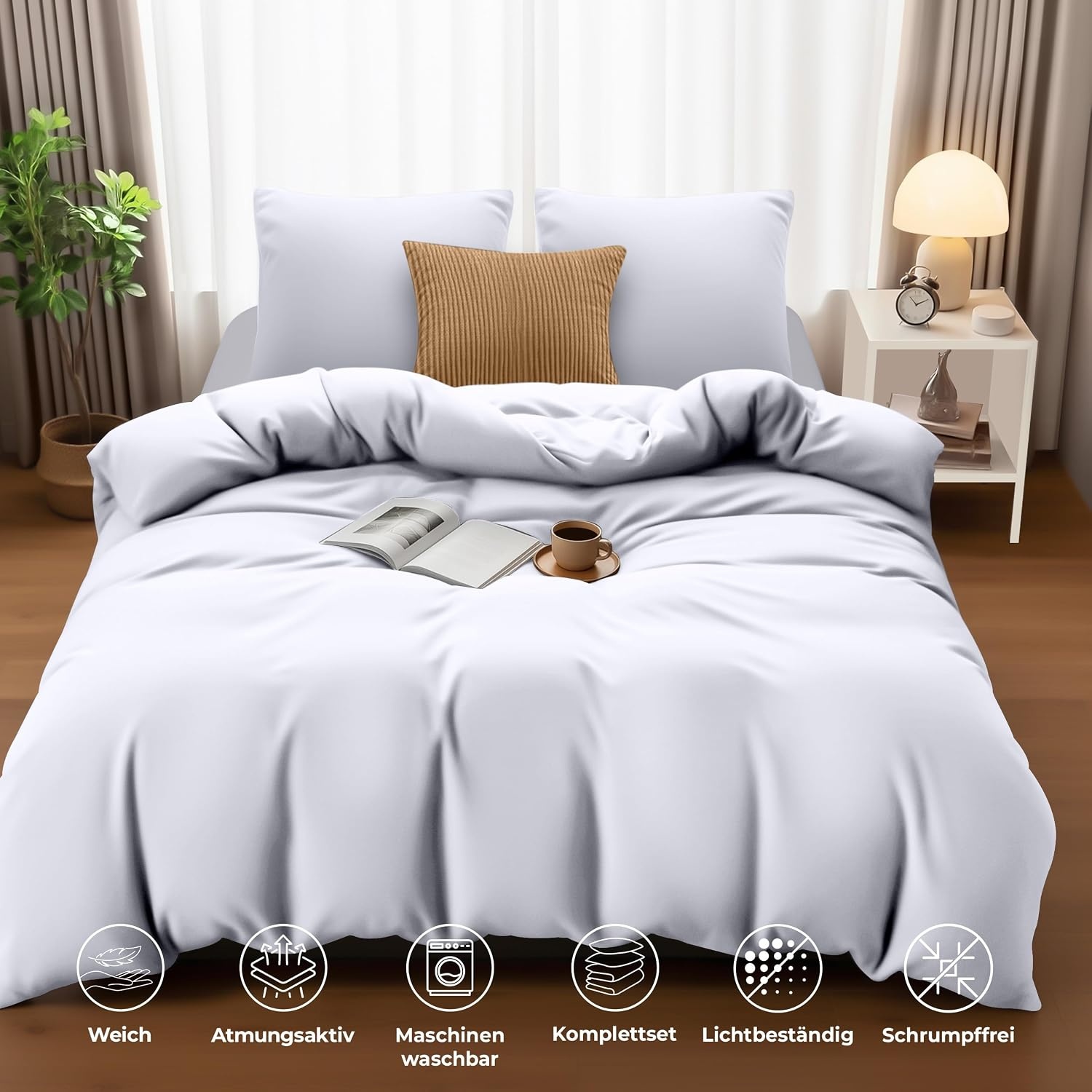 image:imageUtopia Bedding Bettwsche 135x200 cm 1 Kissenbezug 80x80 cm BlaugrnWei