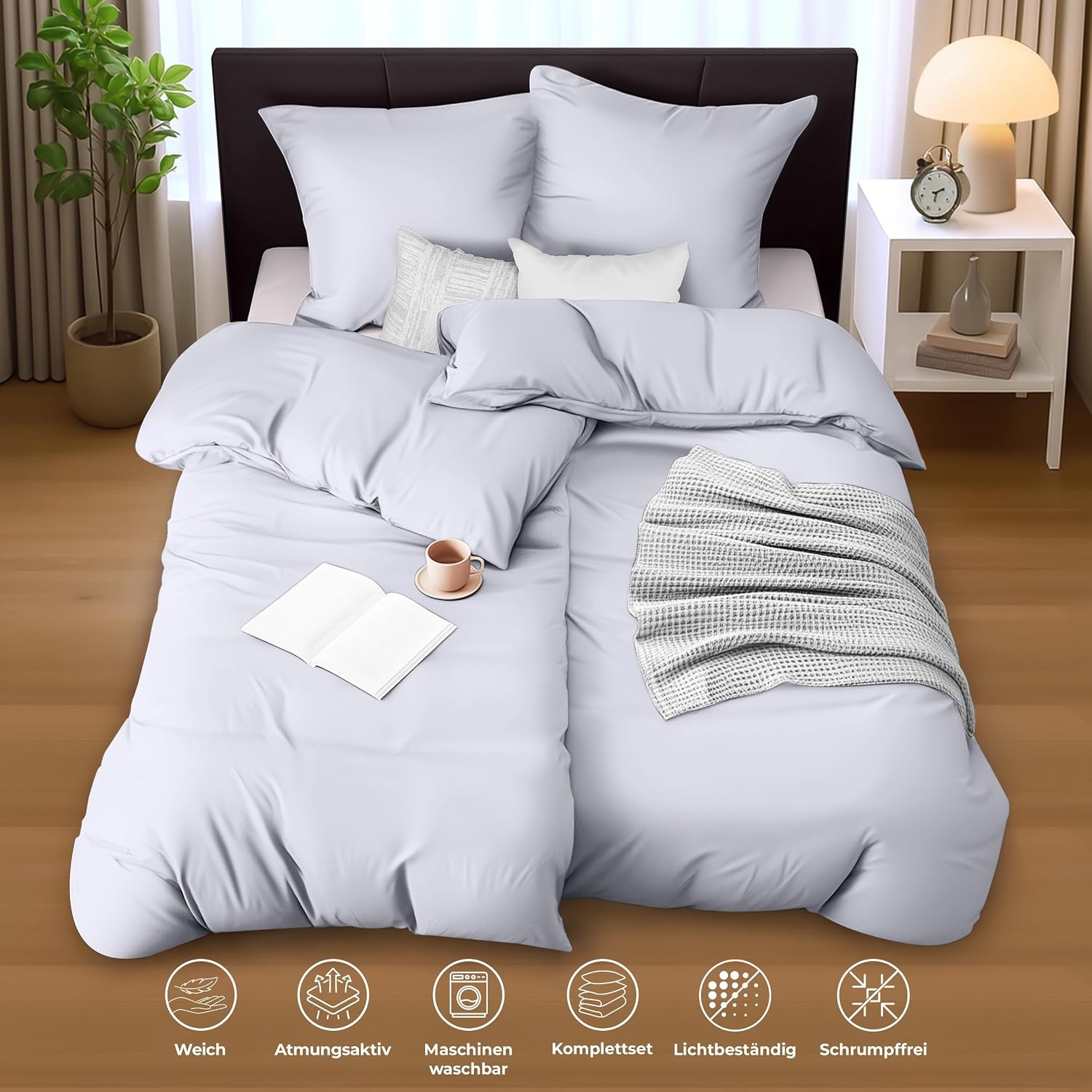 image:imageUtopia Bedding Bettwsche 135x200 cm 1 Kissenbezug 80x80 cm BlaugrnWei