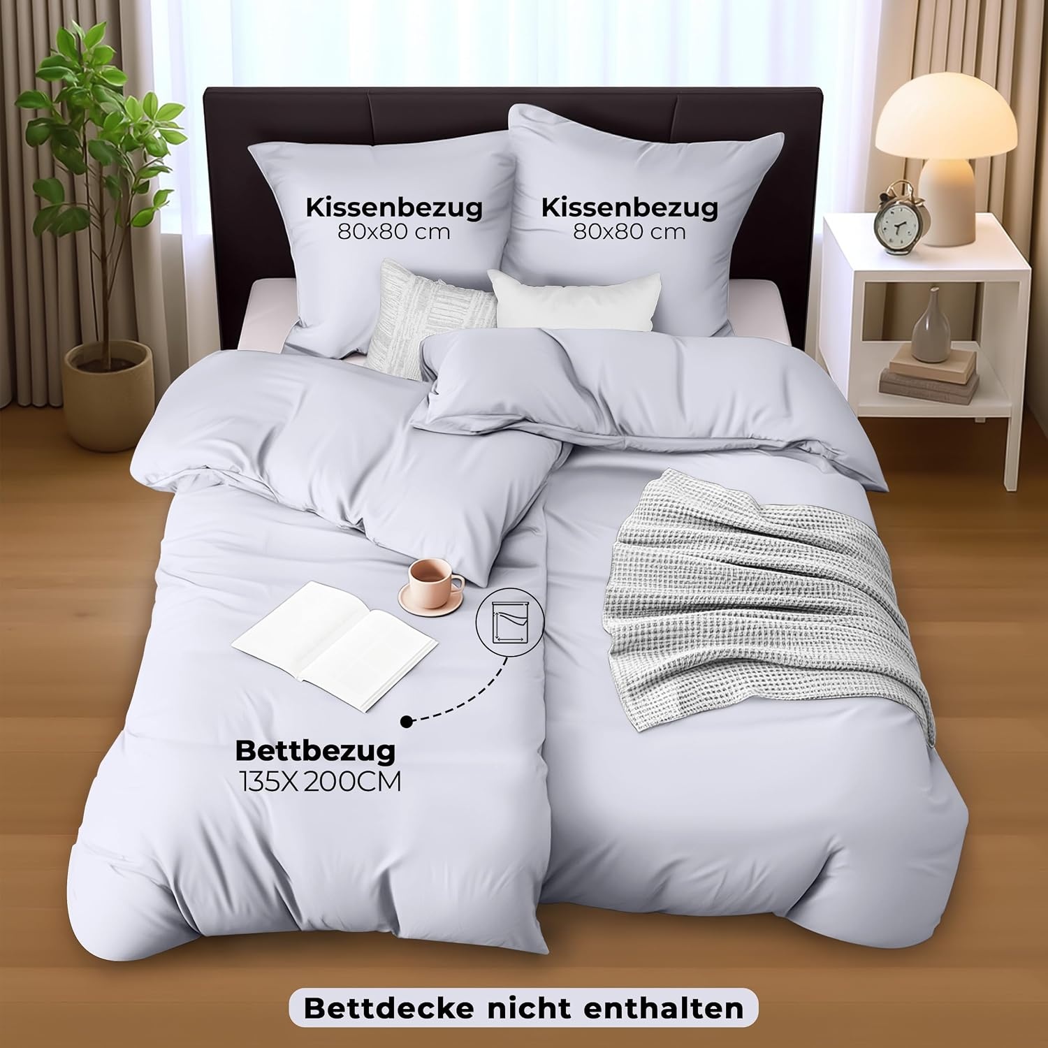 image:imageUtopia Bedding Bettwsche 135x200 cm 1 Kissenbezug 80x80 cm BlaugrnWei